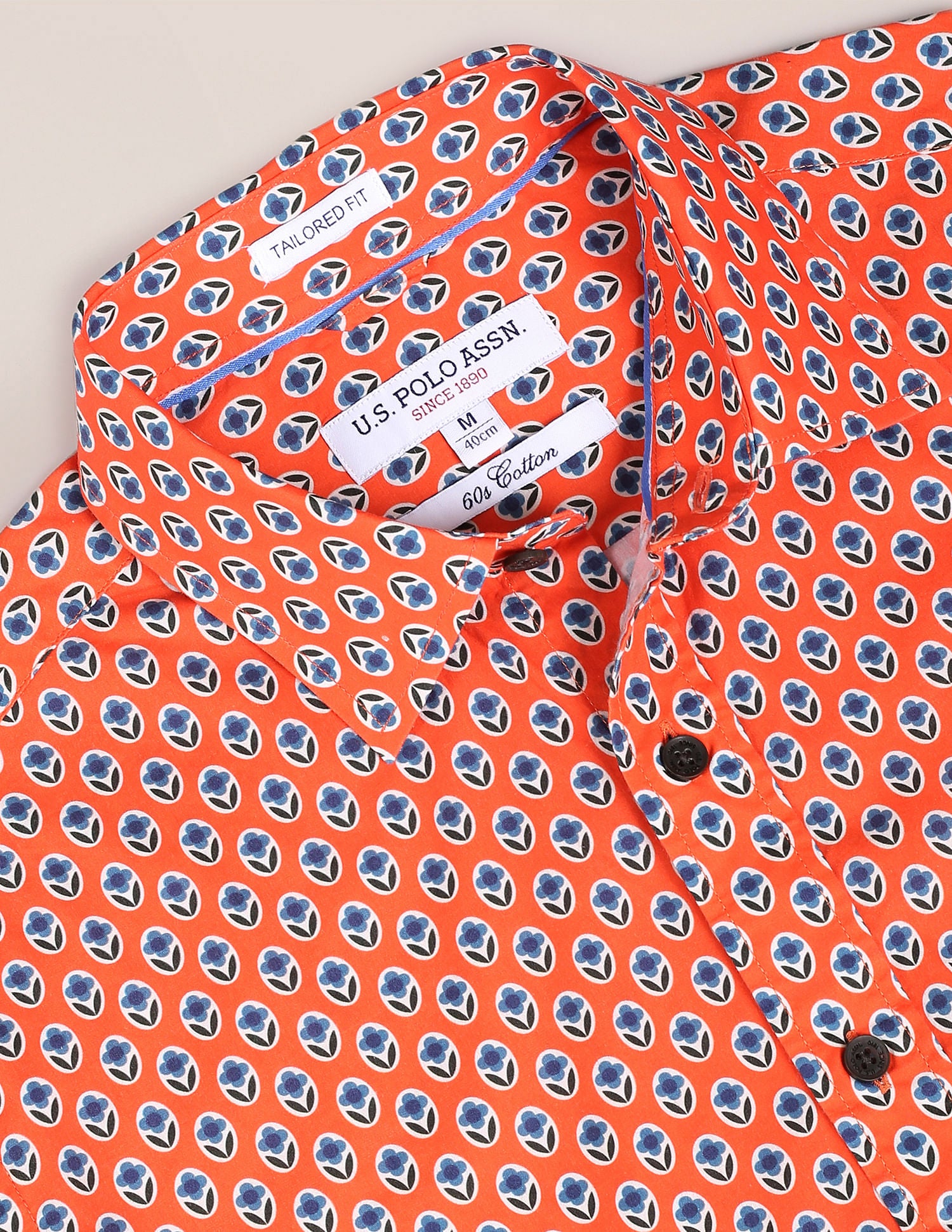 Floral Print Tailored Fit Shirt Orange - U.S. Polo Assn. India | Large