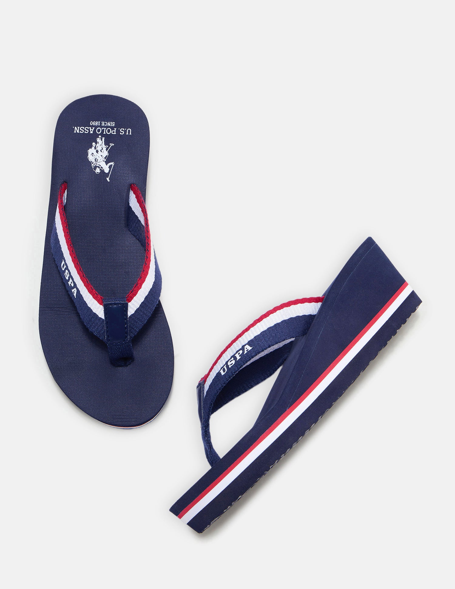 Saray Striped Flip Flop Wedge Sandals Navy - U.S. Polo Assn. India | Large
