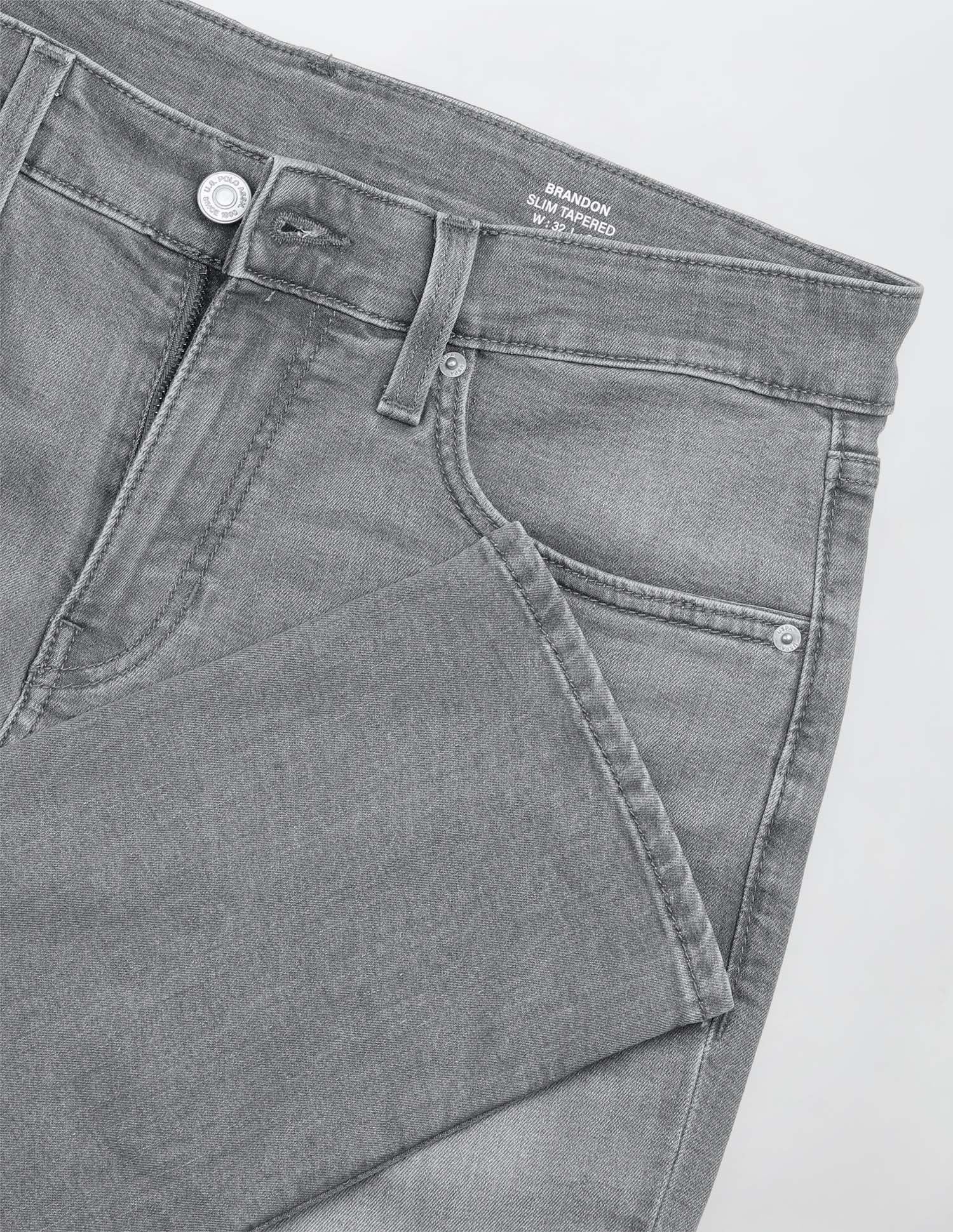 Brandon Slim Tapered Fit Grey Jeans Grey - U.S. Polo Assn. India | Large