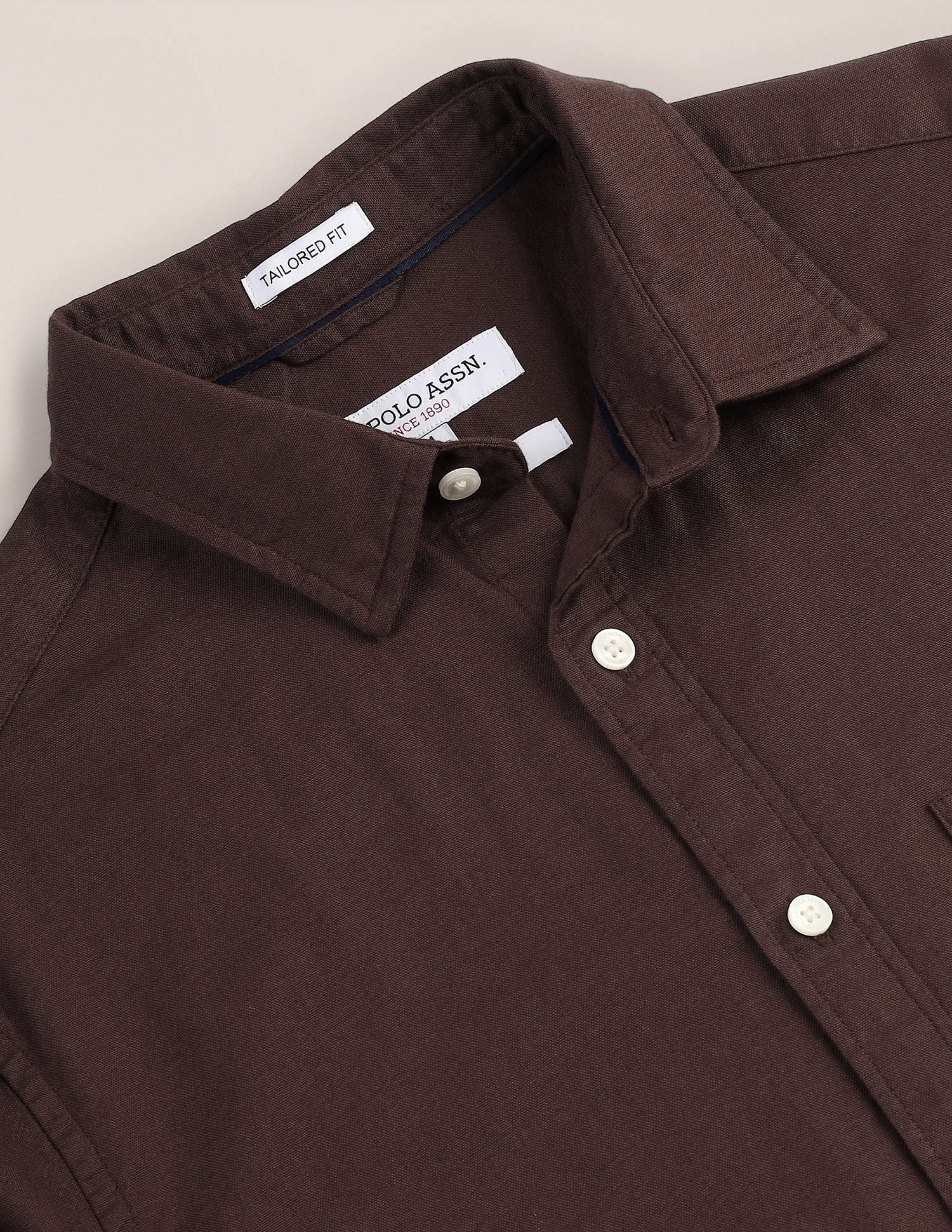 Solid Dobby Shirt Brown - U.S. Polo Assn. India | Large