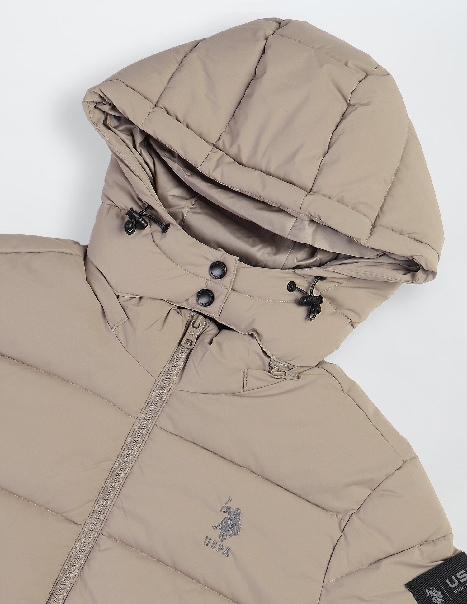 Detachable Hood Puffer Jacket Beige - U.S. Polo Assn. India | Large