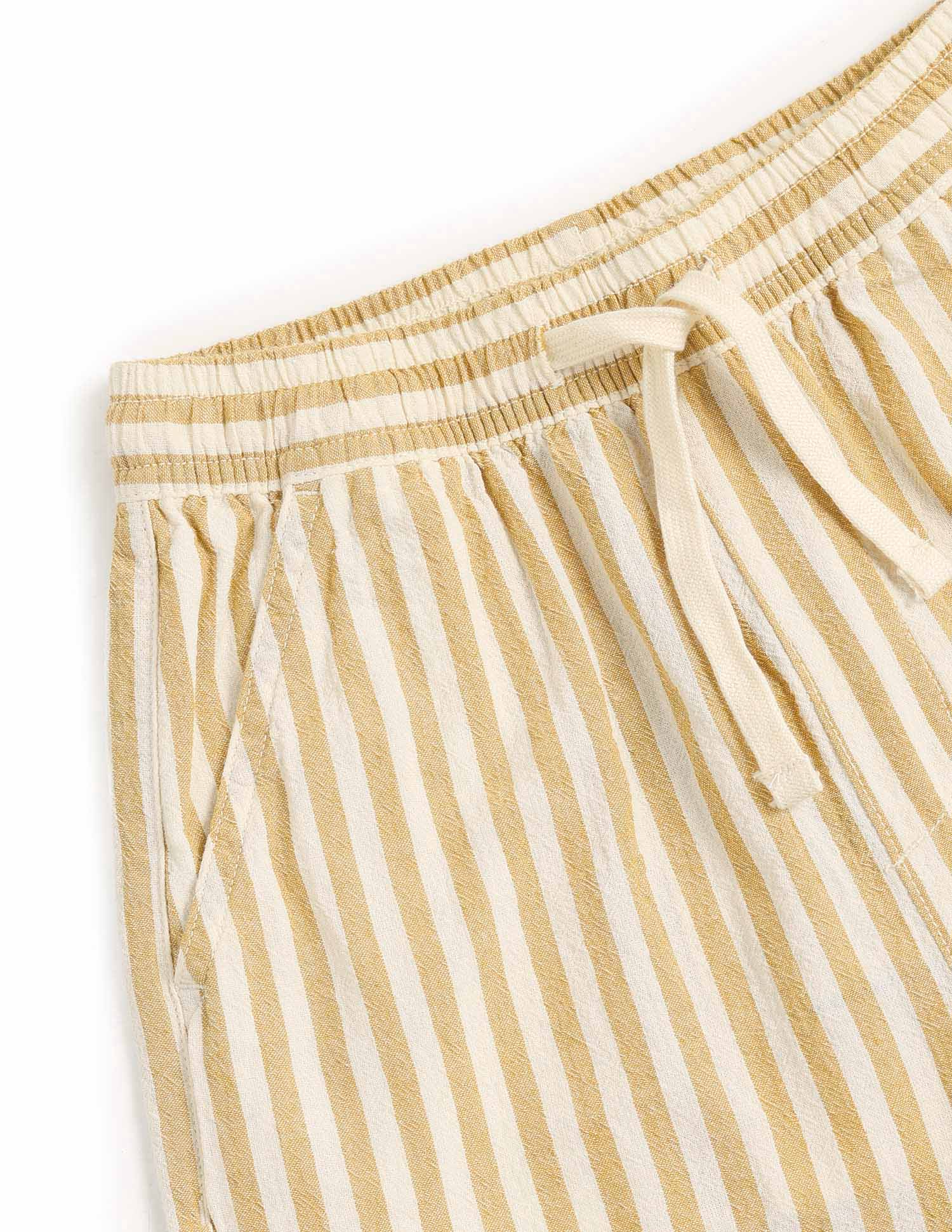 Boys Vertical Striped Regular Fit Shorts Mustard - U.S. POLO ASSN. | Large