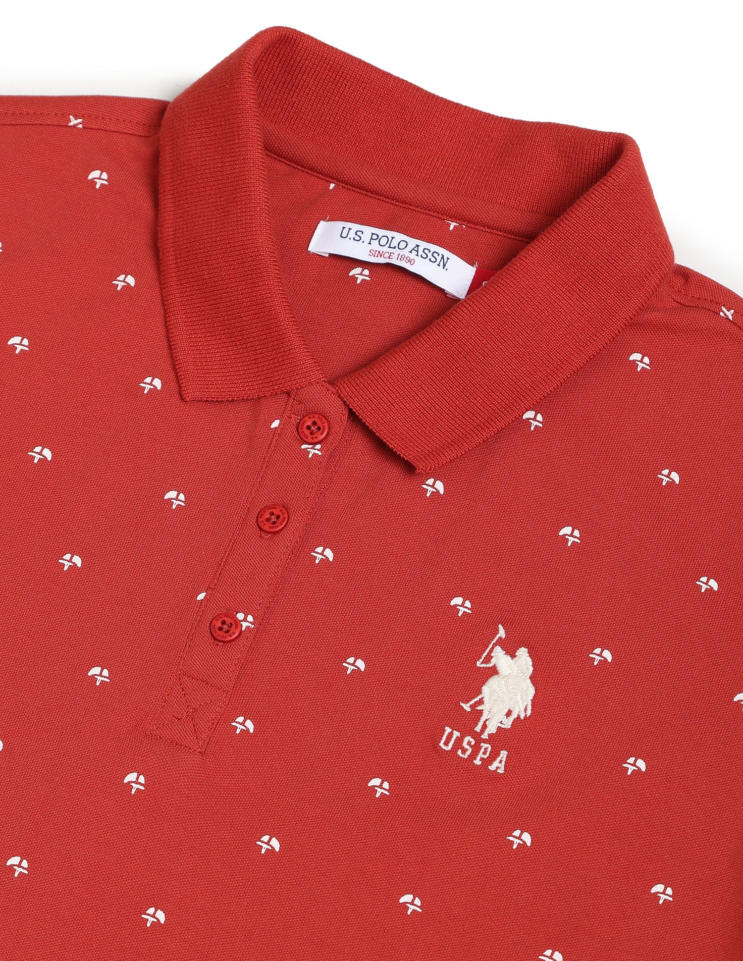 Graphic Print Pique Polo Shirt Rust - U.S. POLO ASSN. | Large