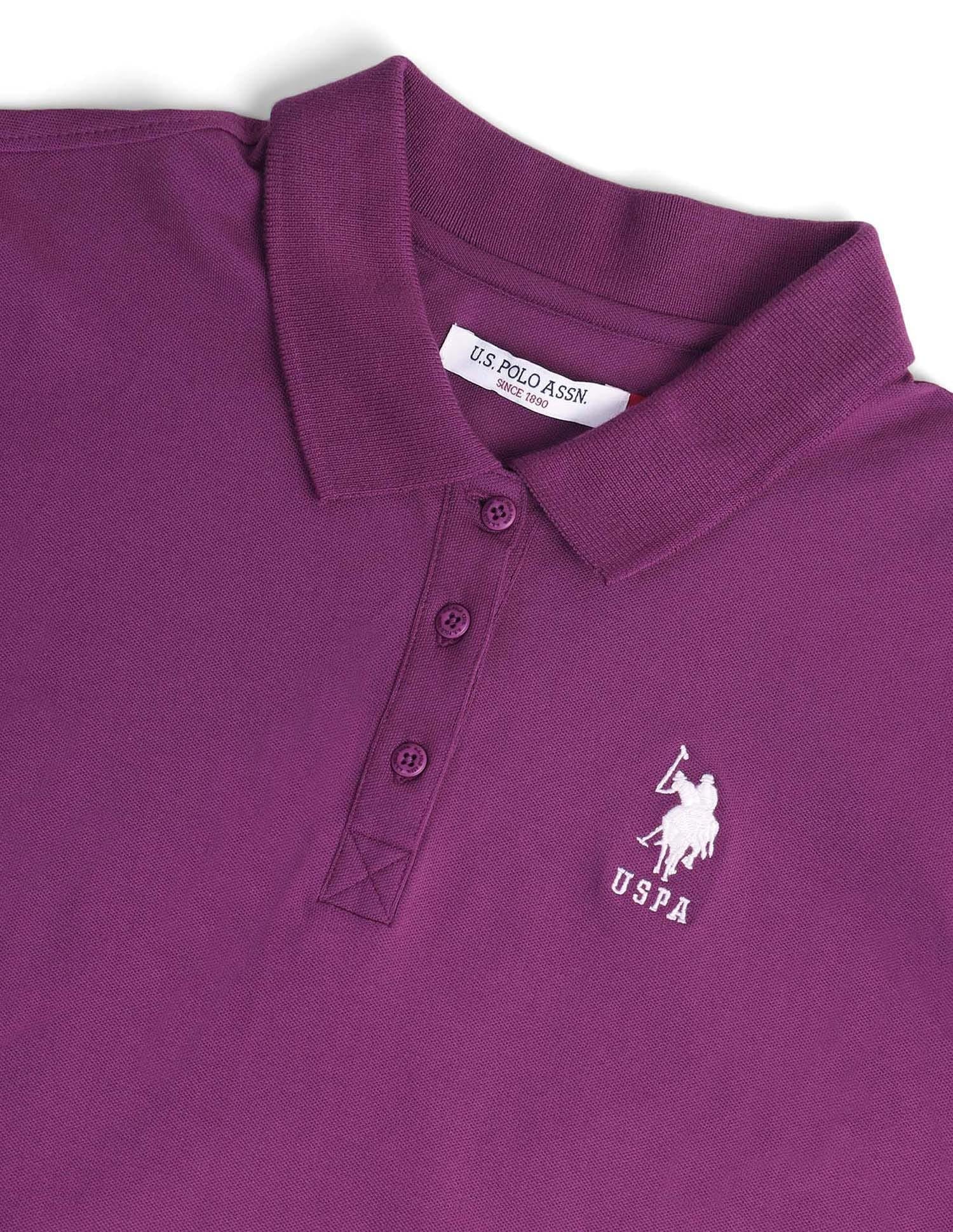 Cotton Stretch Logo Polo Shirt Purple - U.S. Polo Assn. India | Large