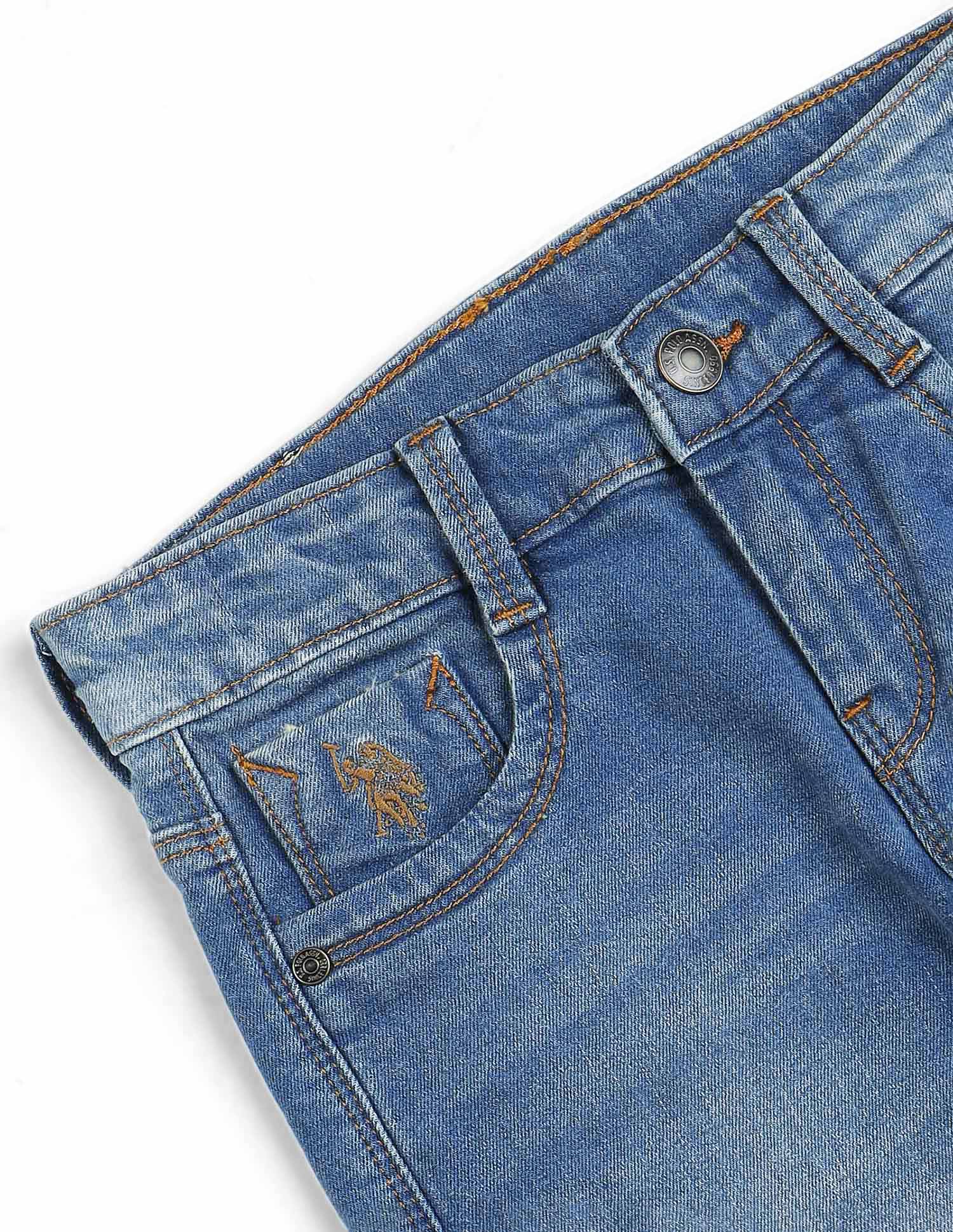 Boys Blue Slim Fit Stone Wash Jeans Blue - U.S. POLO ASSN. | Large