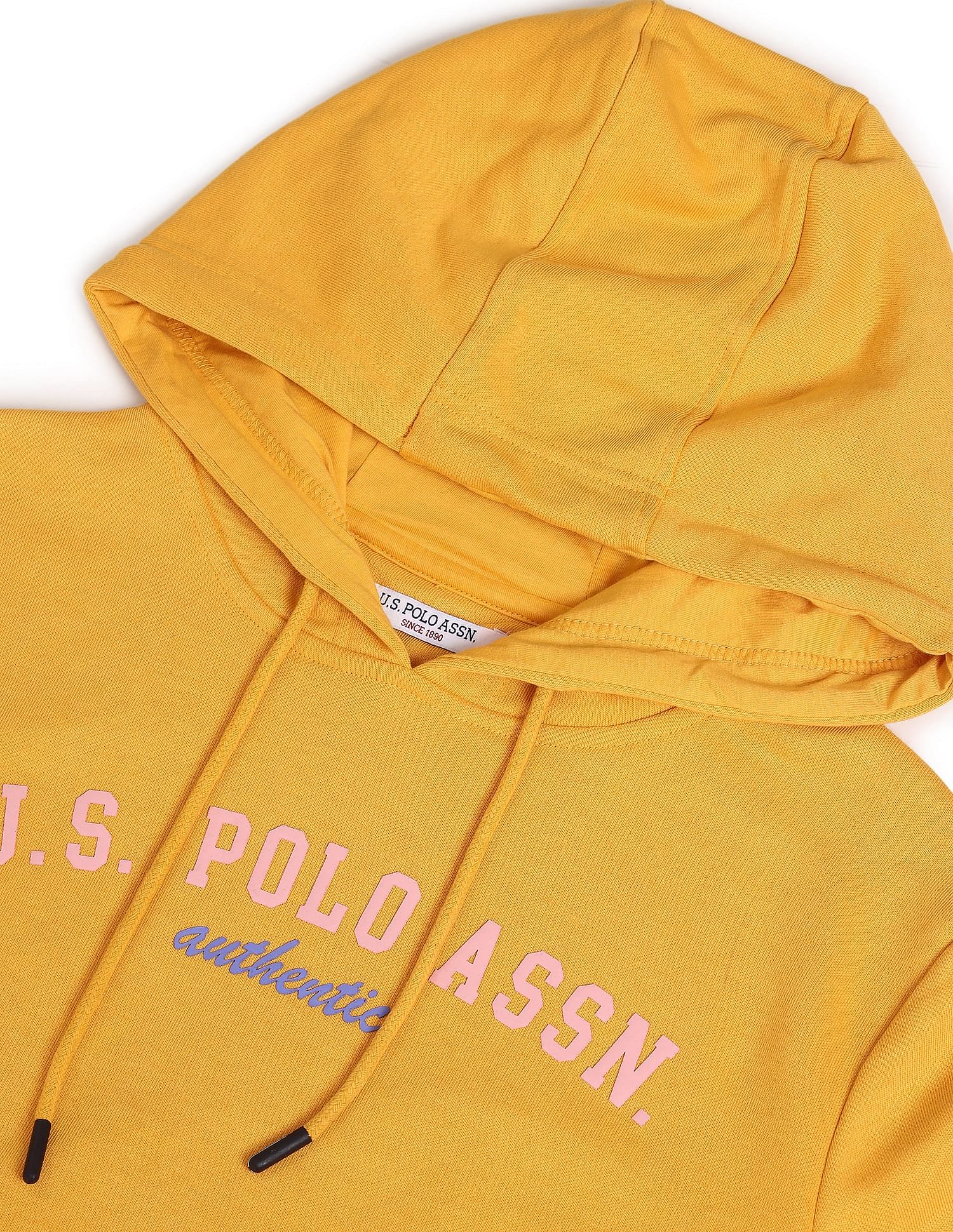 Brand Print Hooded Sweatshirt Mustard - U.S. Polo Assn. India | Large