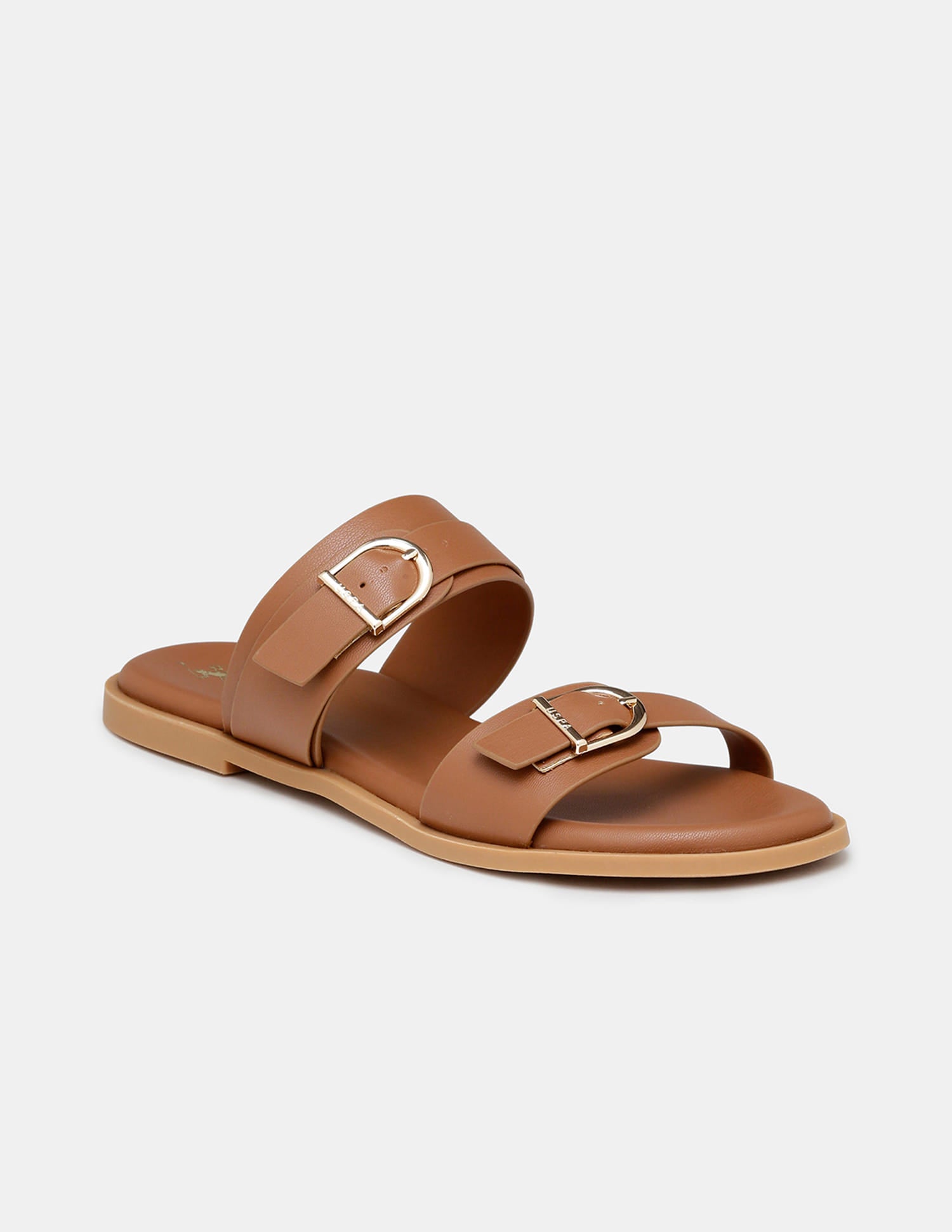 Women Jores Open Toe Buckle Sandals Tan - U.S. Polo Assn. India | Large