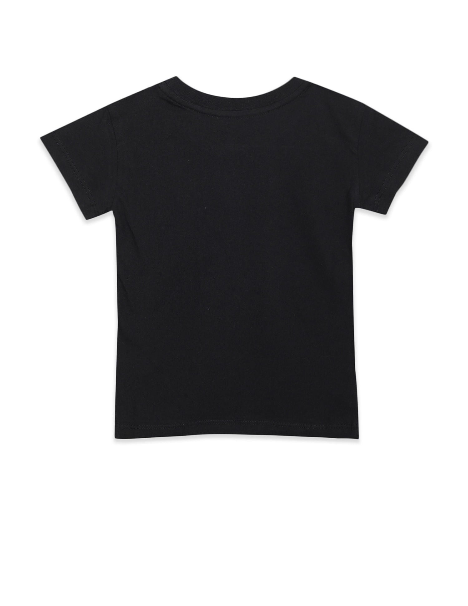 Girls Black Crew Neck Glitter Print T-Shirt Black - U.S. POLO ASSN. | Large