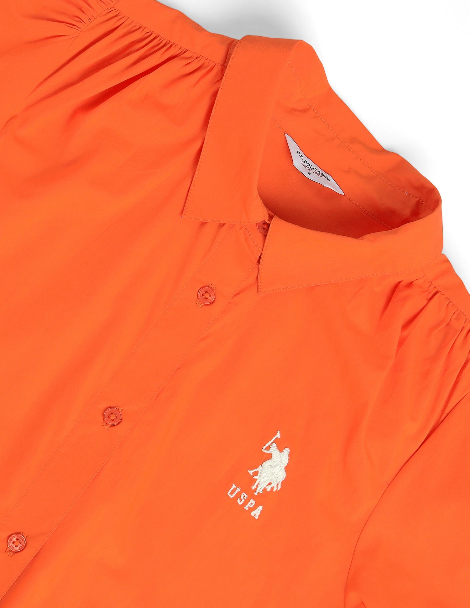 Pure Cotton Relaxed Shirt Dress Orange - U.S. POLO ASSN. | Large