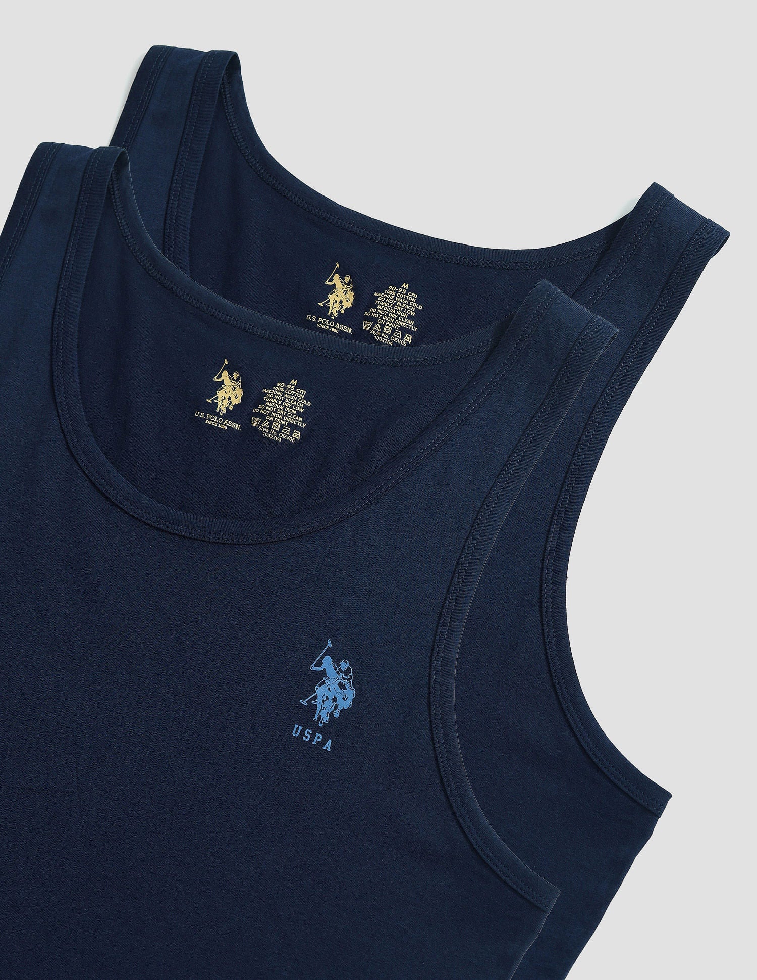 Solid Cotton OEV05 Vest - Pack Of 2 Navy - U.S. POLO ASSN. | Large