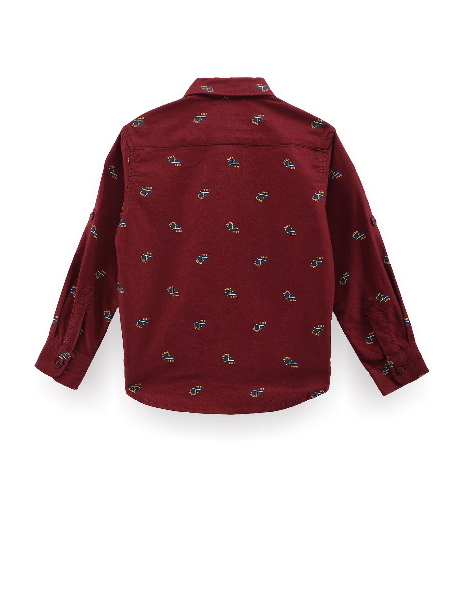 Boys Brand Print Cotton Shirt Maroon - U.S. POLO ASSN. | Large