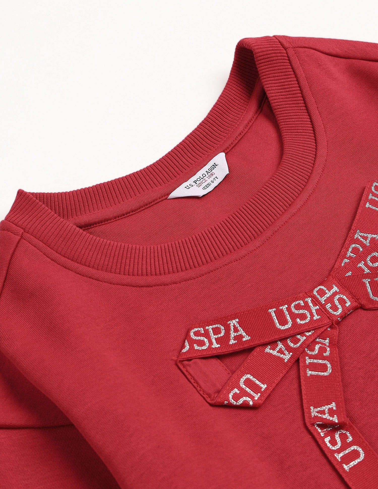 Girls Appliqued Regular Fit Sweatshirt Red - U.S. POLO ASSN. | Large