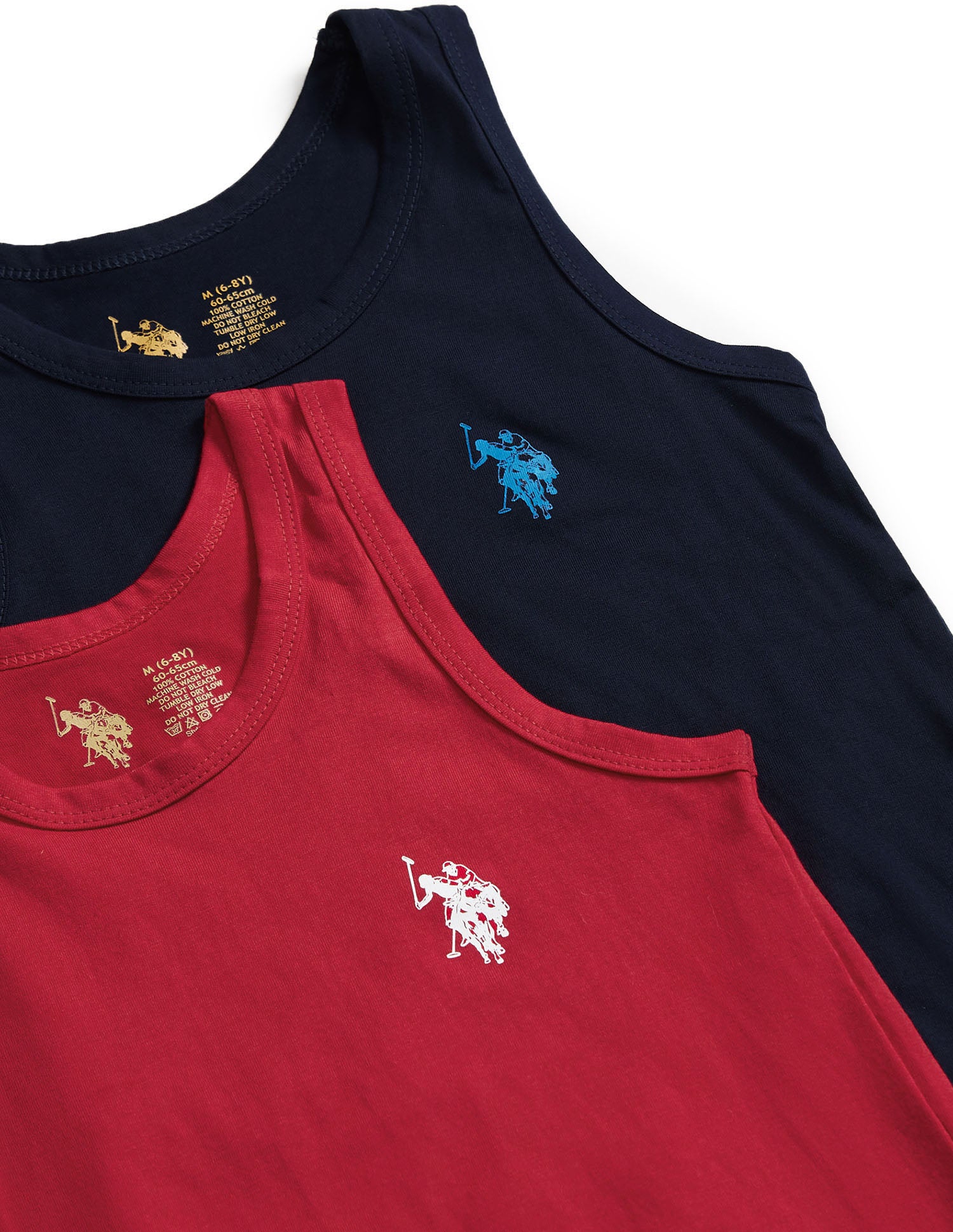 Sleeveless Solid EKV02 Cotton Vest - Pack Of 2 Red and Navy - U.S. POLO ASSN. | Large