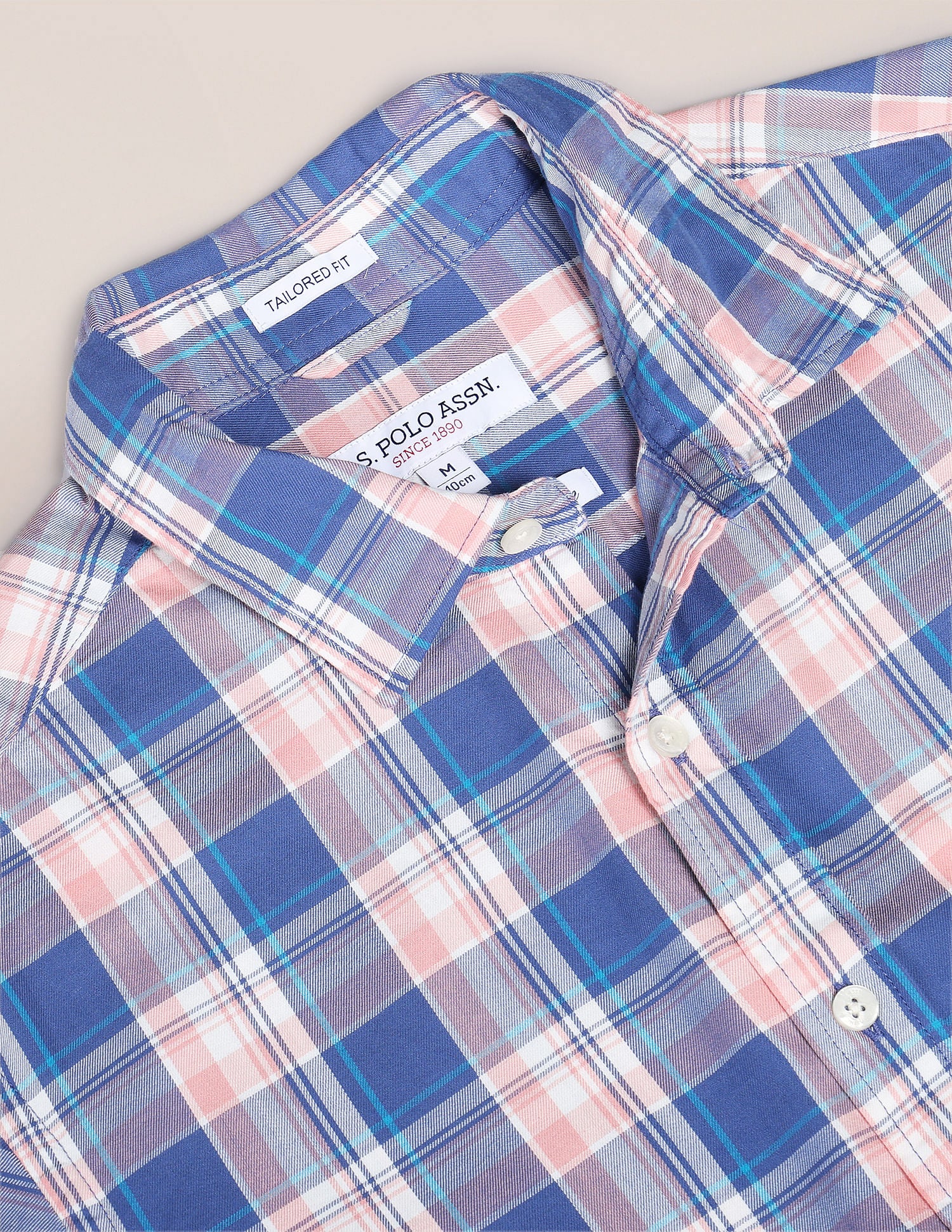 Plaid Check Cotton Twill Shirt Blue - U.S. Polo Assn. India | Large