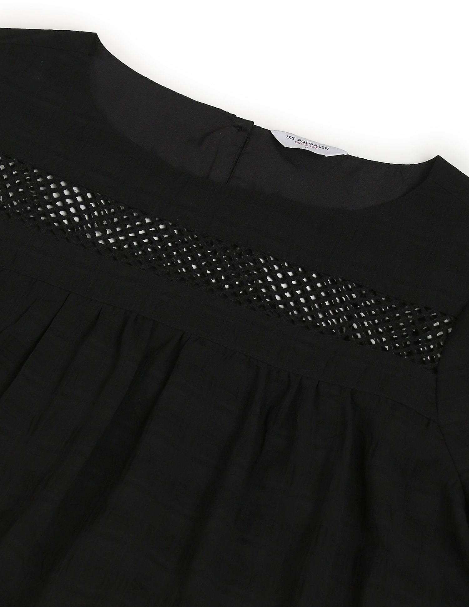 Lace Detail Long Sleeve Top Black - U.S. Polo Assn. India | Large