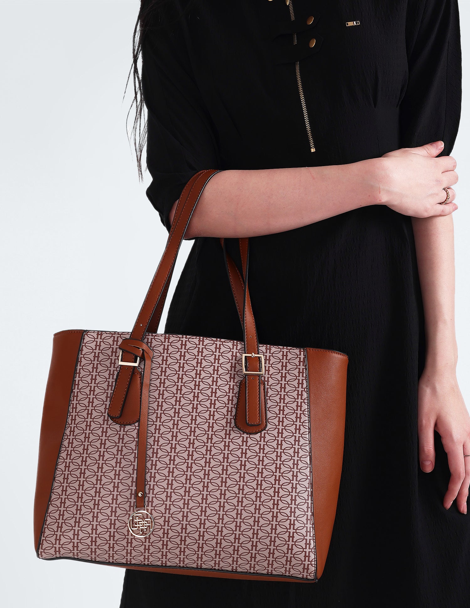 Panelled Monogram Handbag Beige - U.S. POLO ASSN. | Large