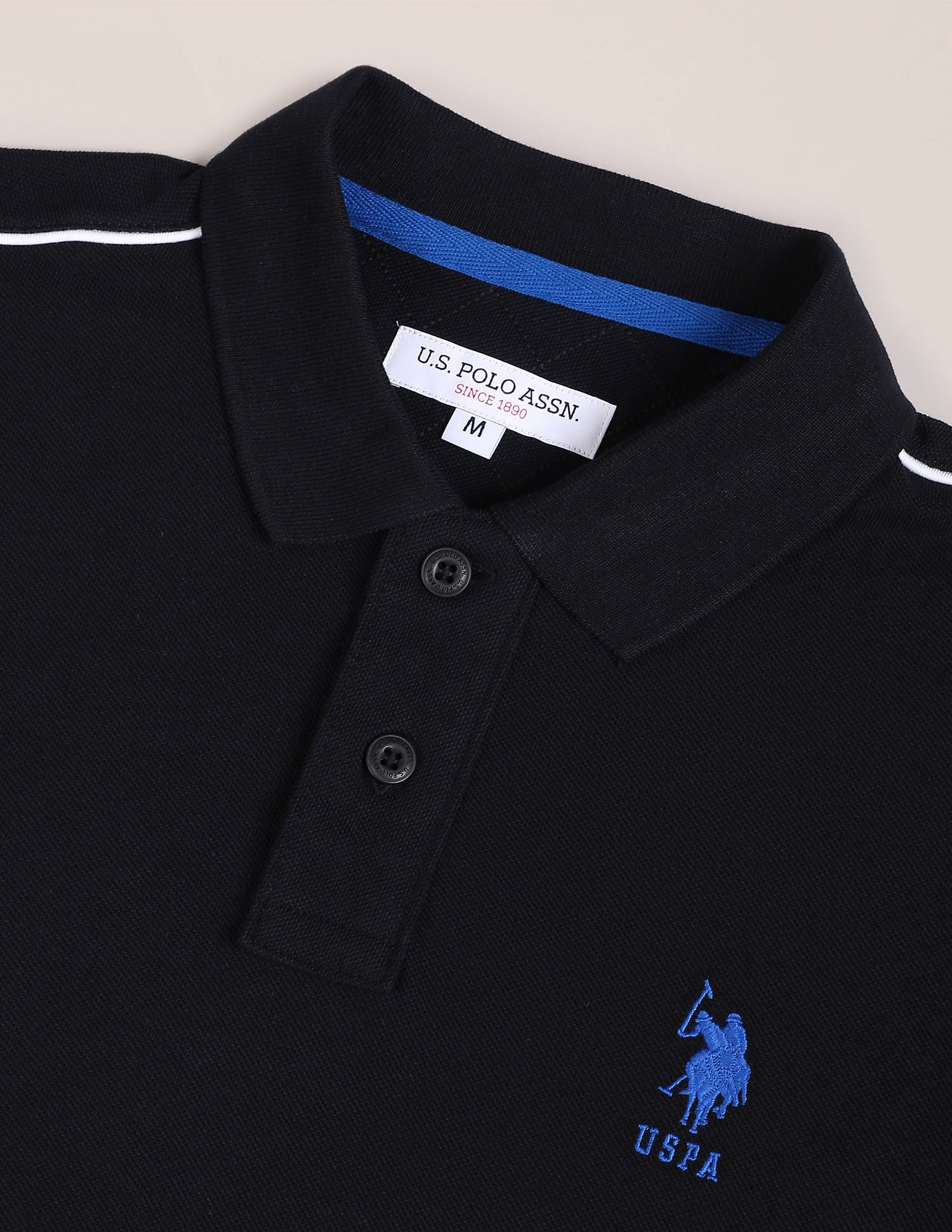 Slim Fit Cotton Polo Shirt Black - U.S. POLO ASSN. | Large