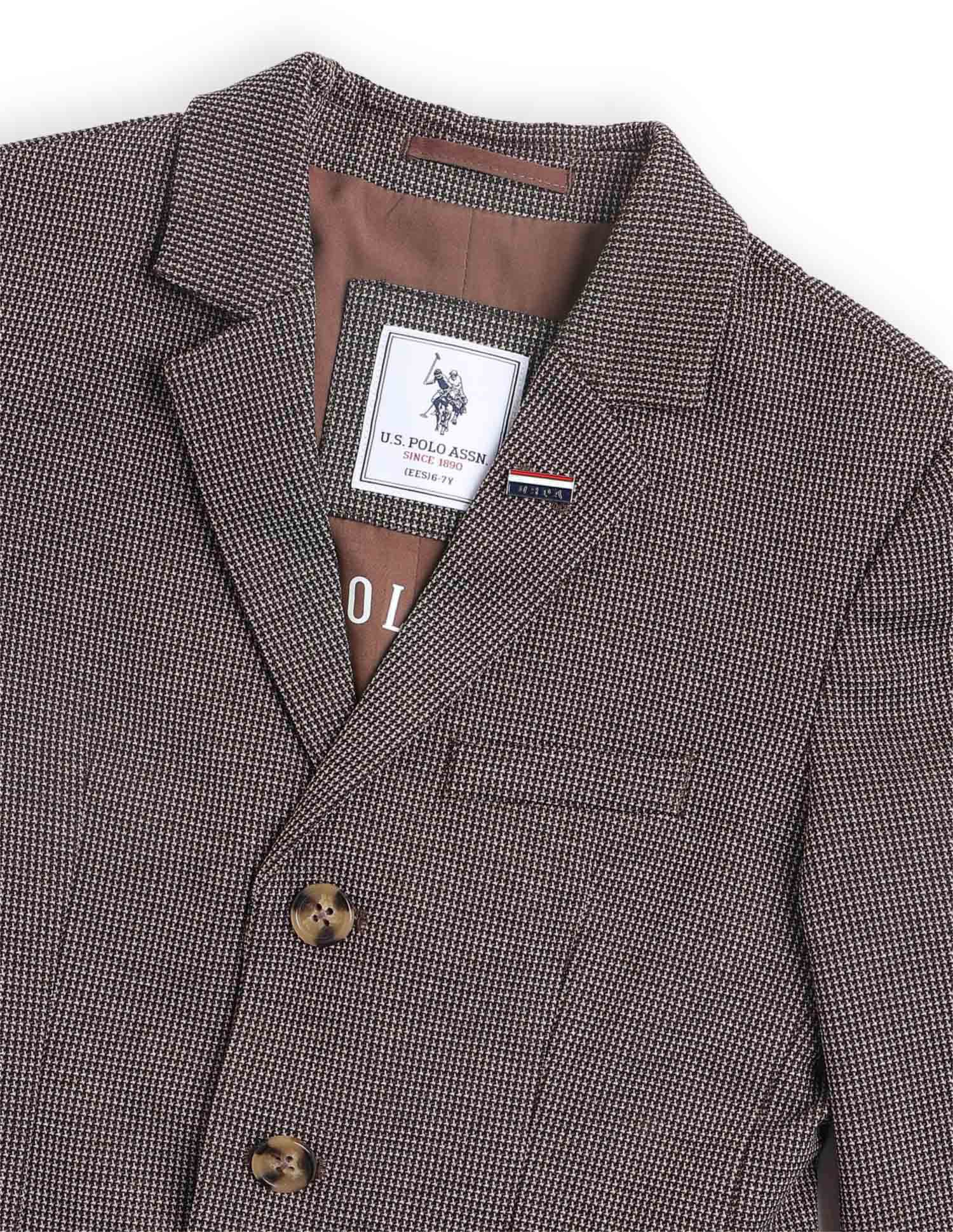 Boys Solid Regular Fit Blazer Brown - U.S. Polo Assn. India | Large