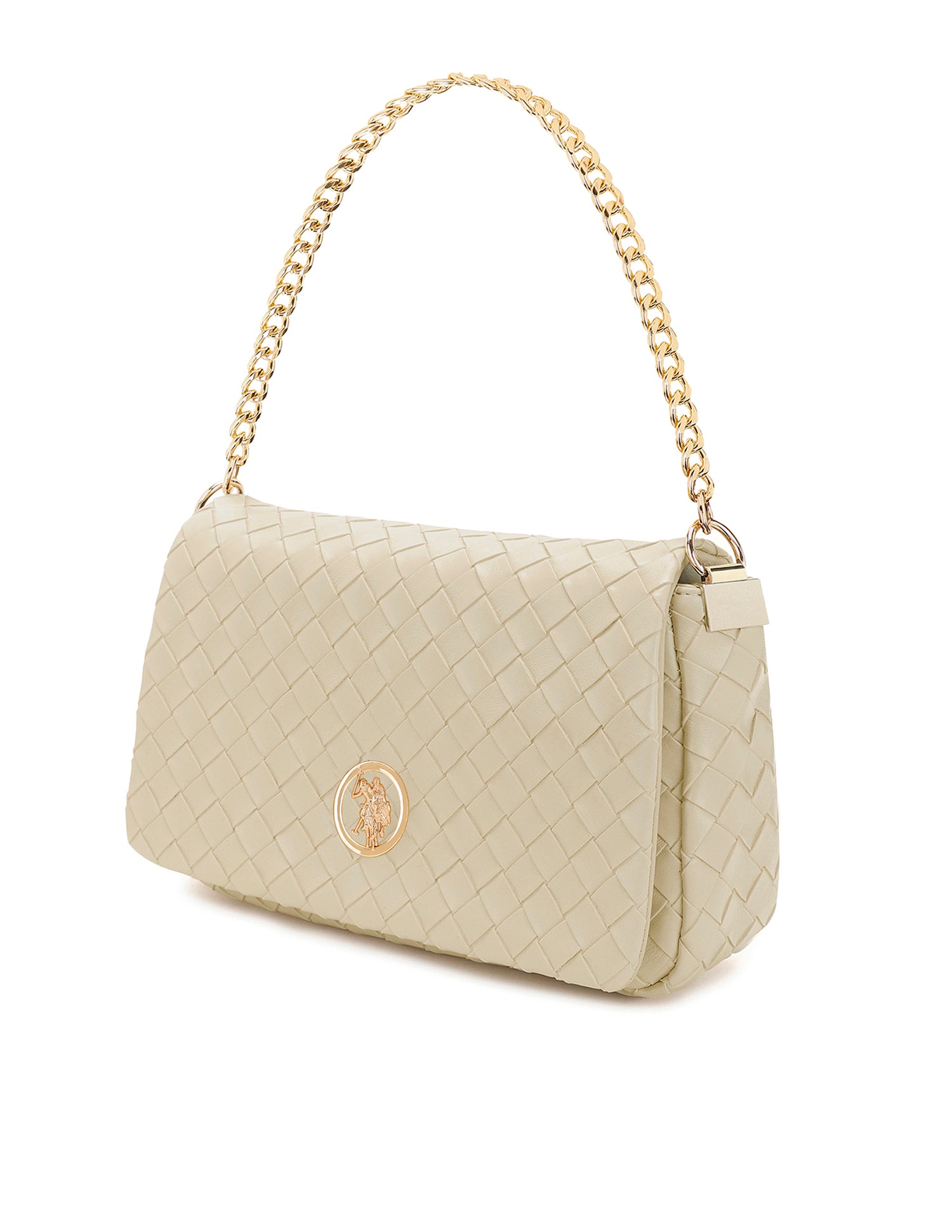 Women Angie Patterned Weave Crossbody Bag Beige - U.S. POLO ASSN. | Large