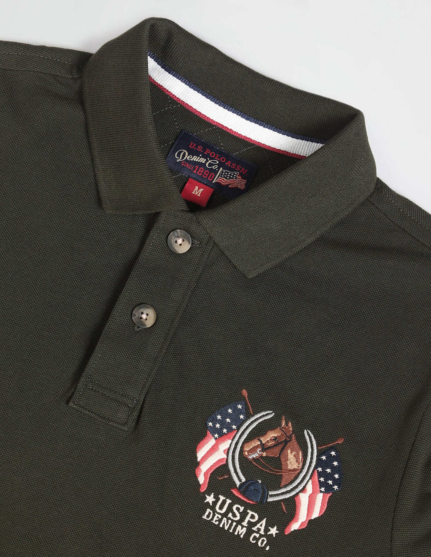 Solid Pique Polo Shirt Green - U.S. Polo Assn. India | Large