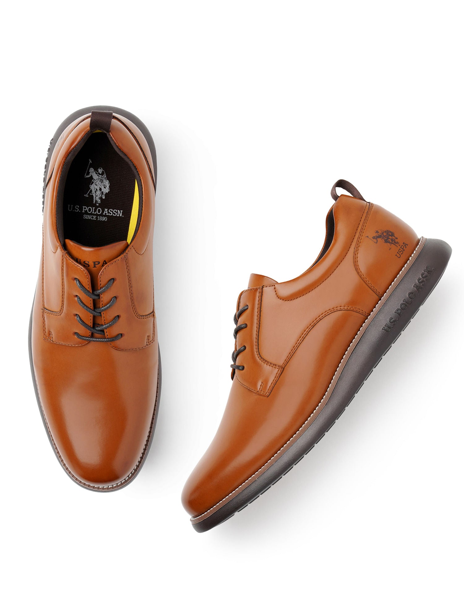Men Nicolo Tan Work Casuals Lace Up Shoes Brown - U.S. Polo Assn. India | Large