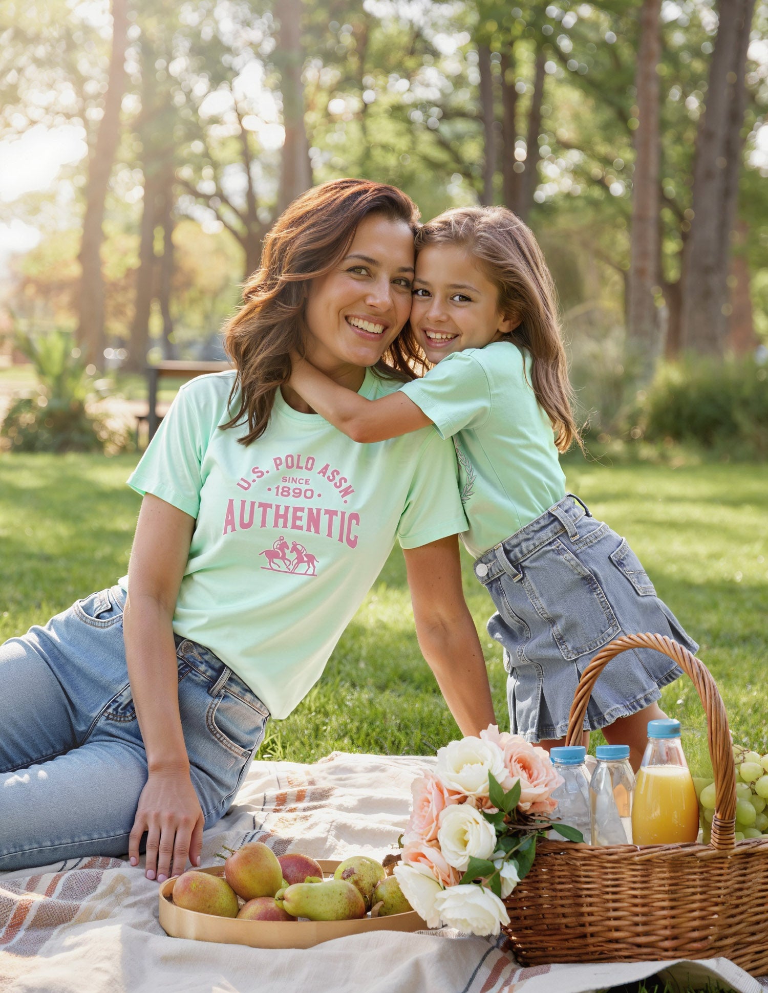 Girls Bow Print Relaxed Fit T-Shirt Mint - U.S. POLO ASSN. | Large