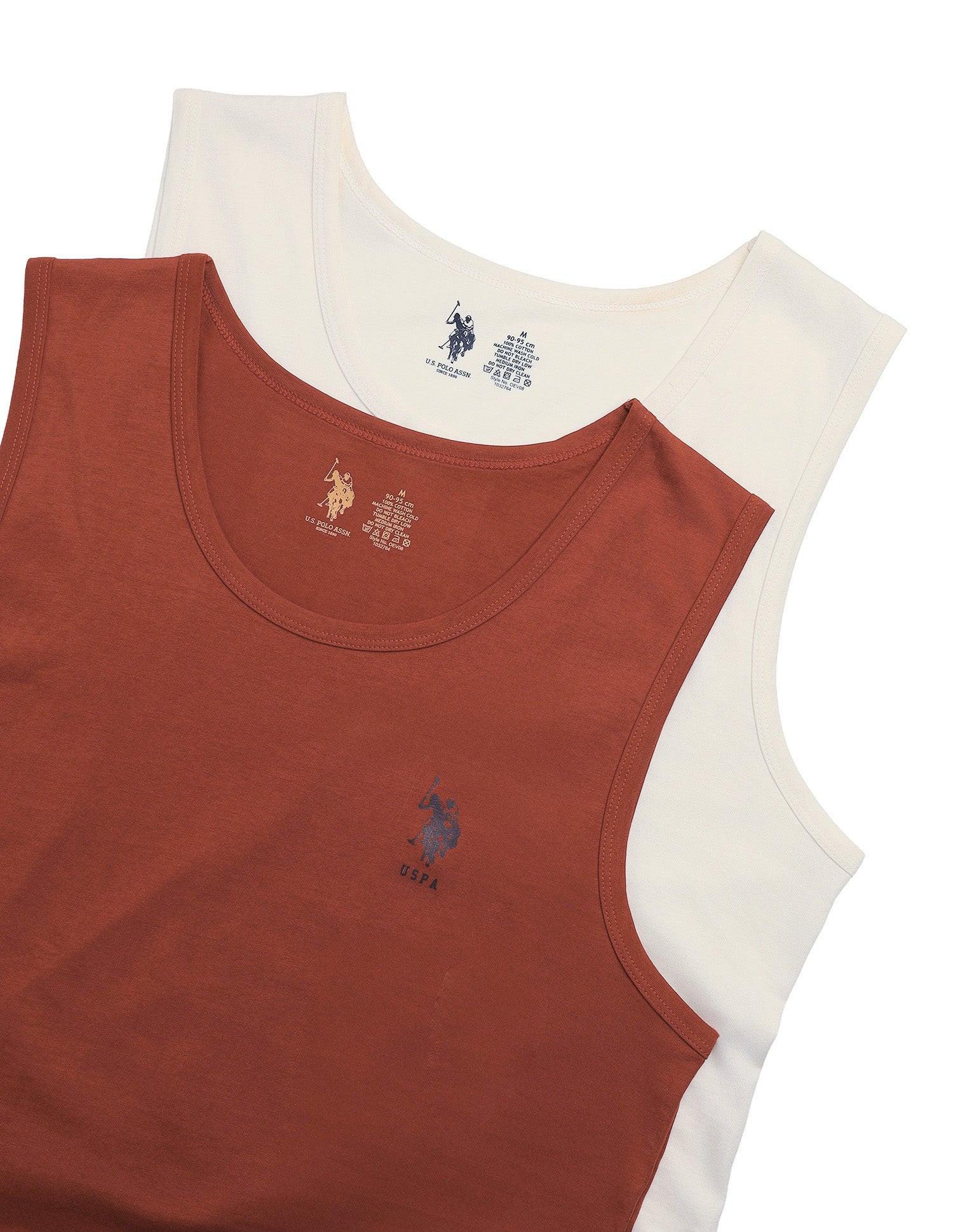 Anti Microbial Pure Cotton OEV08 Vest - Pack Of 2 Rust/Ivory - U.S. Polo Assn. India | Large
