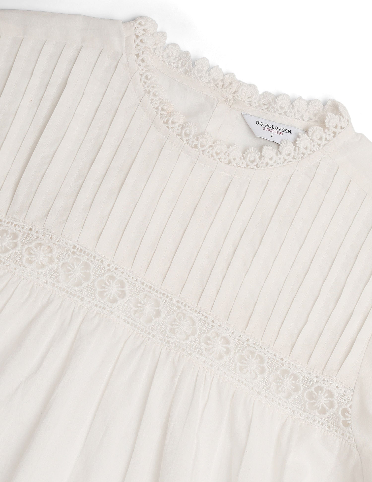 Lace Detail Cotton Top White - U.S. POLO ASSN. | Large