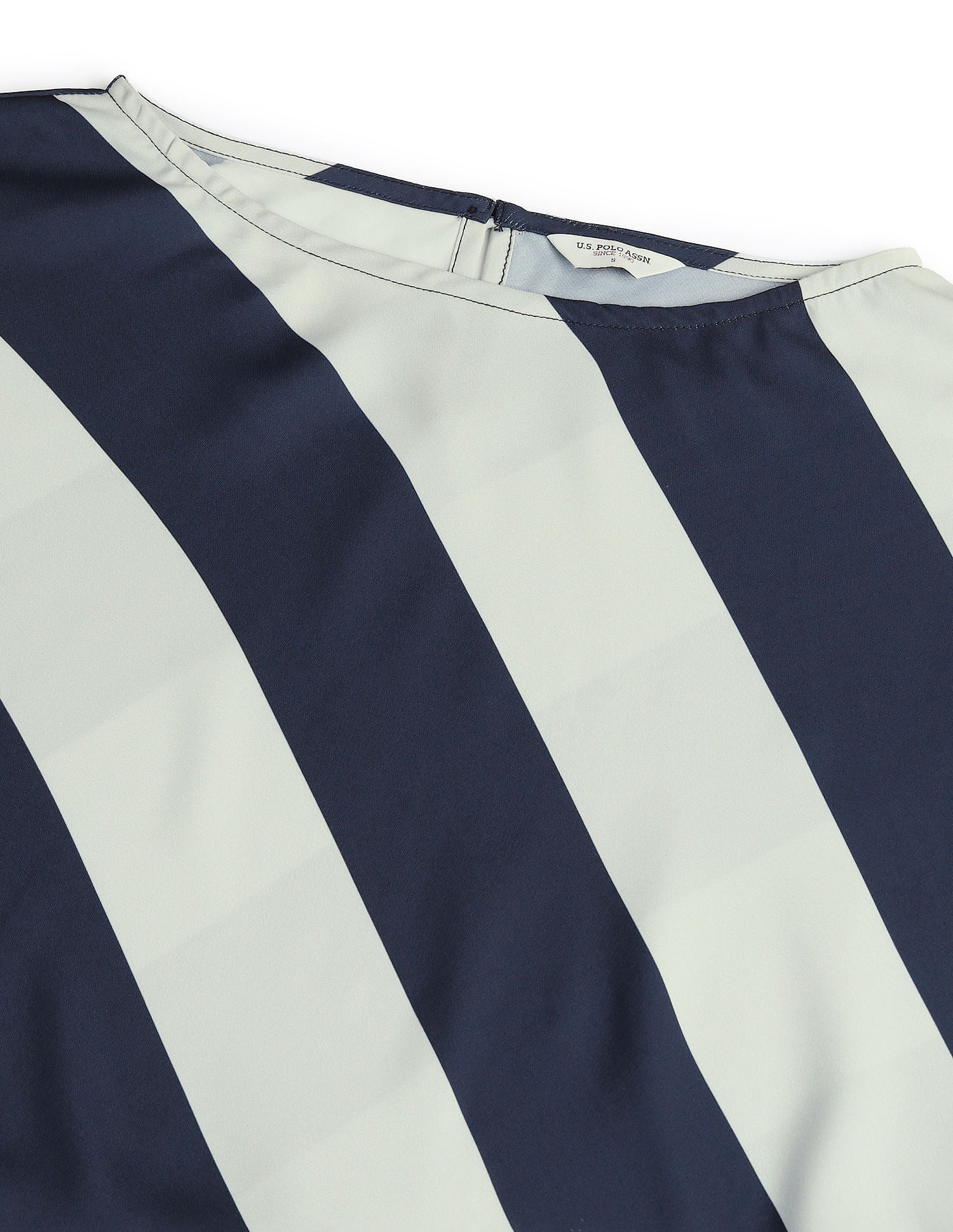Round Neck Diagonal Stripe Dress Blue - U.S. Polo Assn. India | Large