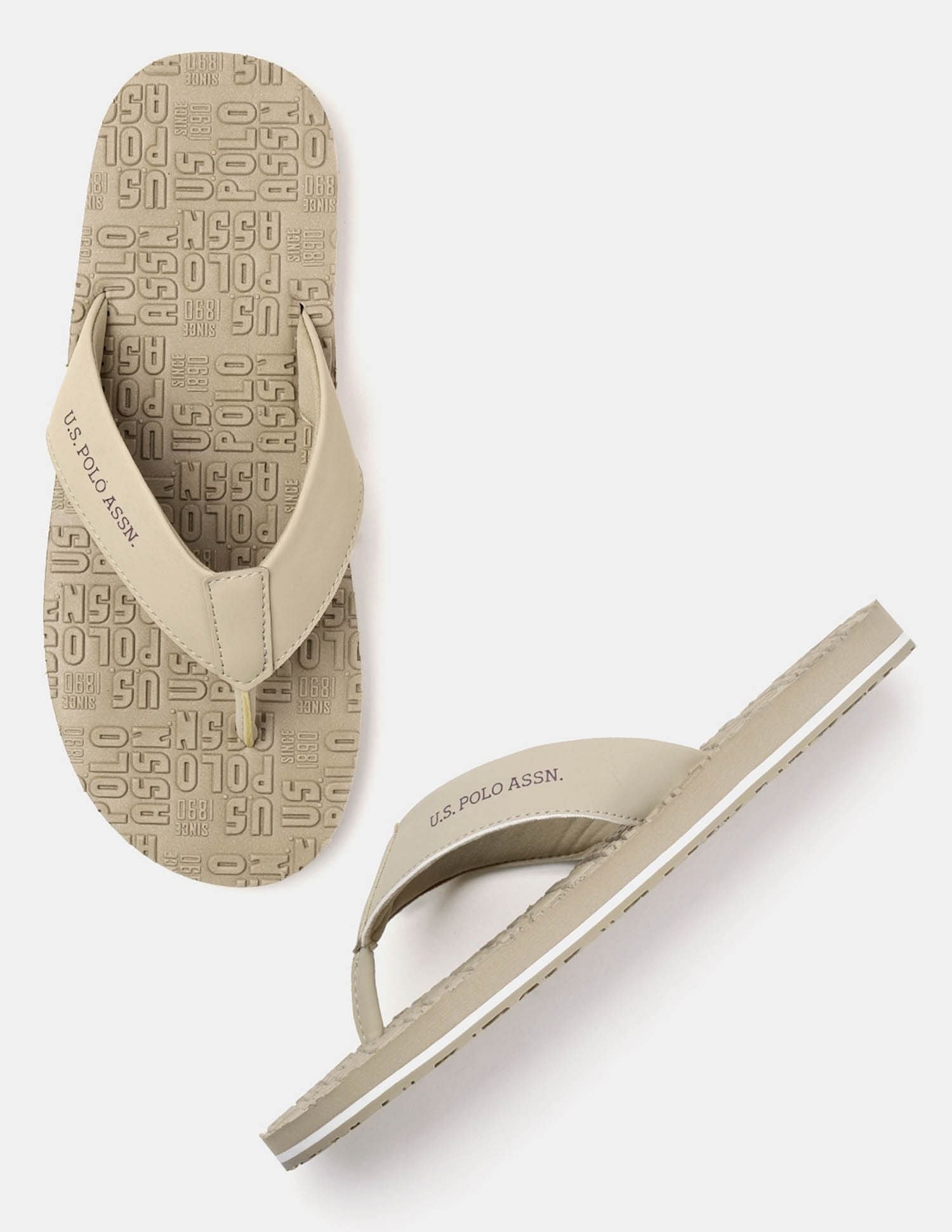 Men Rodri Brand Printed Flip Flops Beige - U.S. POLO ASSN. | Large