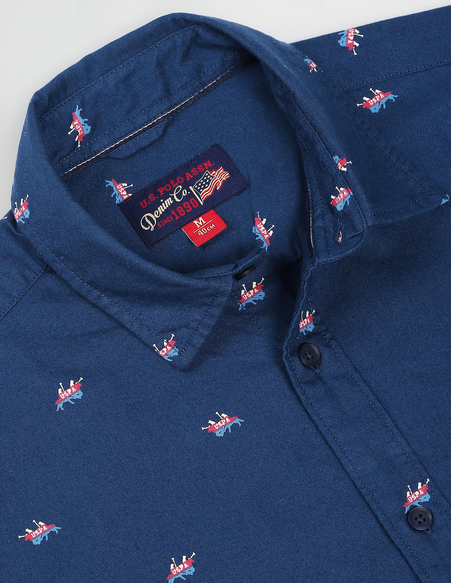 Brand Print Oxford Shirt Navy - U.S. Polo Assn. India | Large