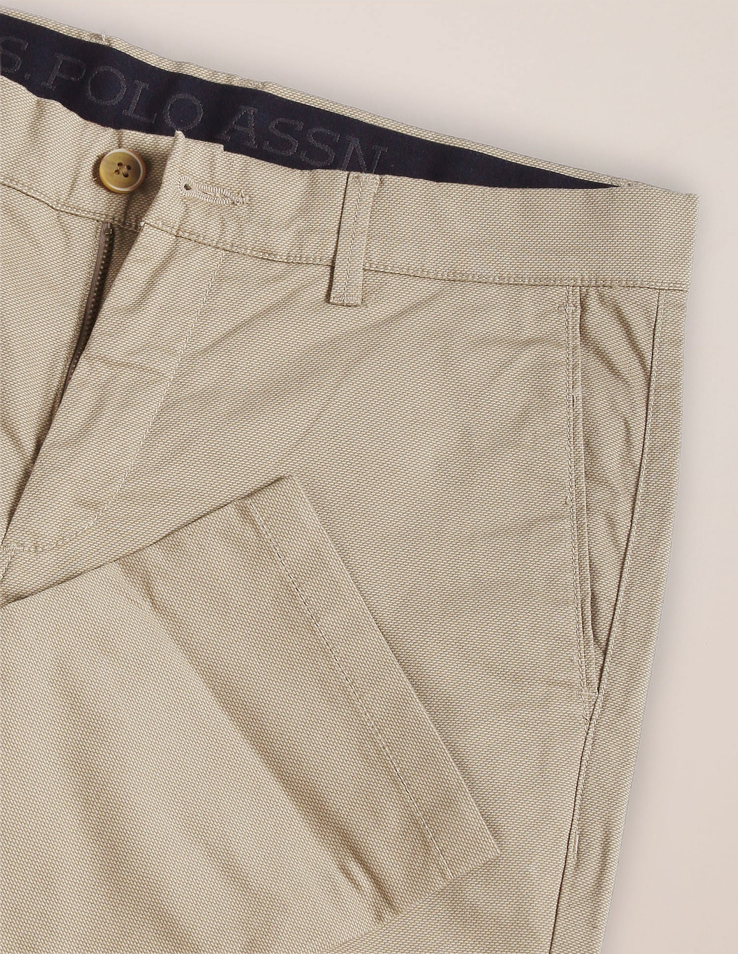 Slim Straight Dobby Trousers Khaki - U.S. Polo Assn. India | Large