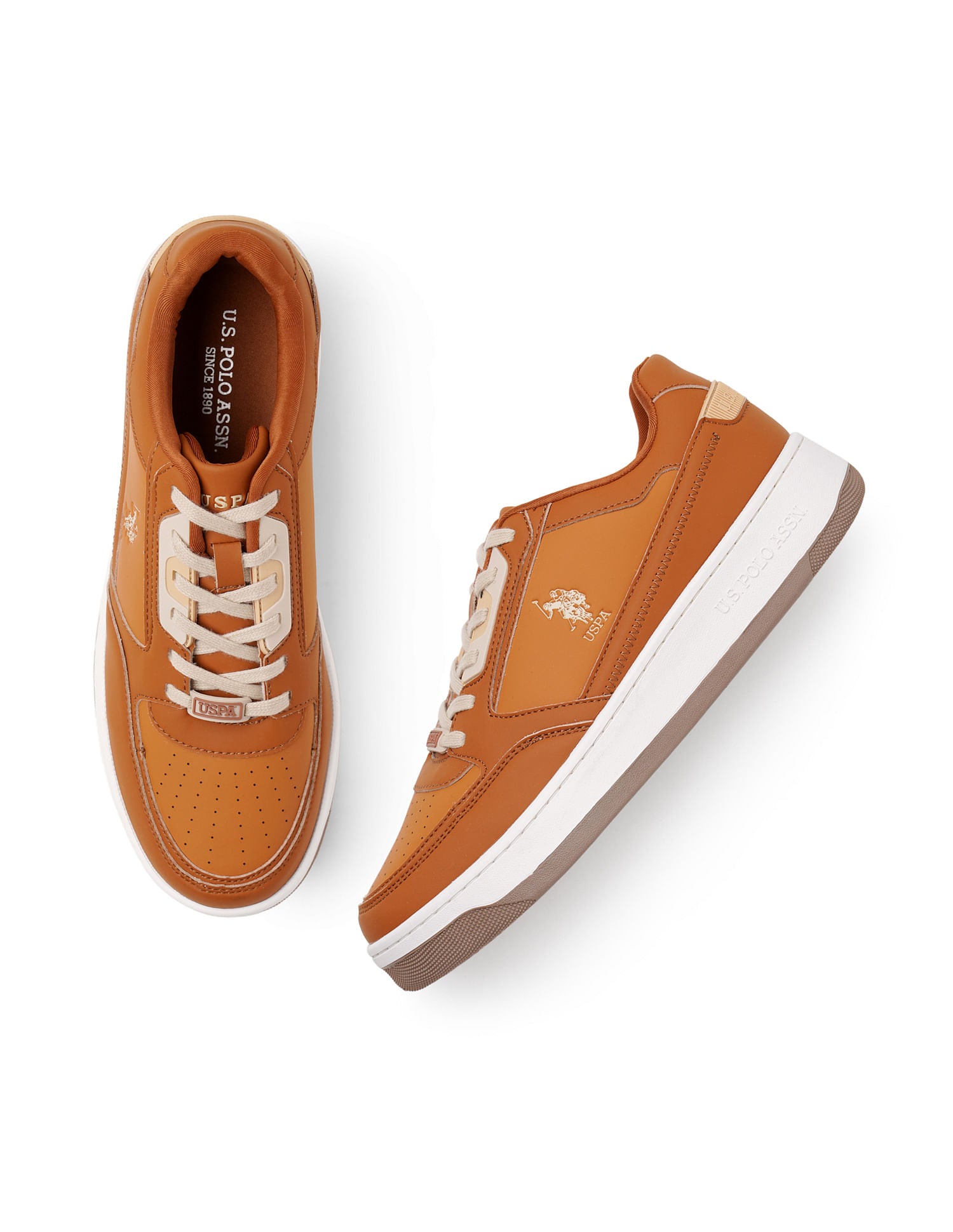 Men Storm Tan Retro Court Sneakers Tan - U.S. Polo Assn. India | Large