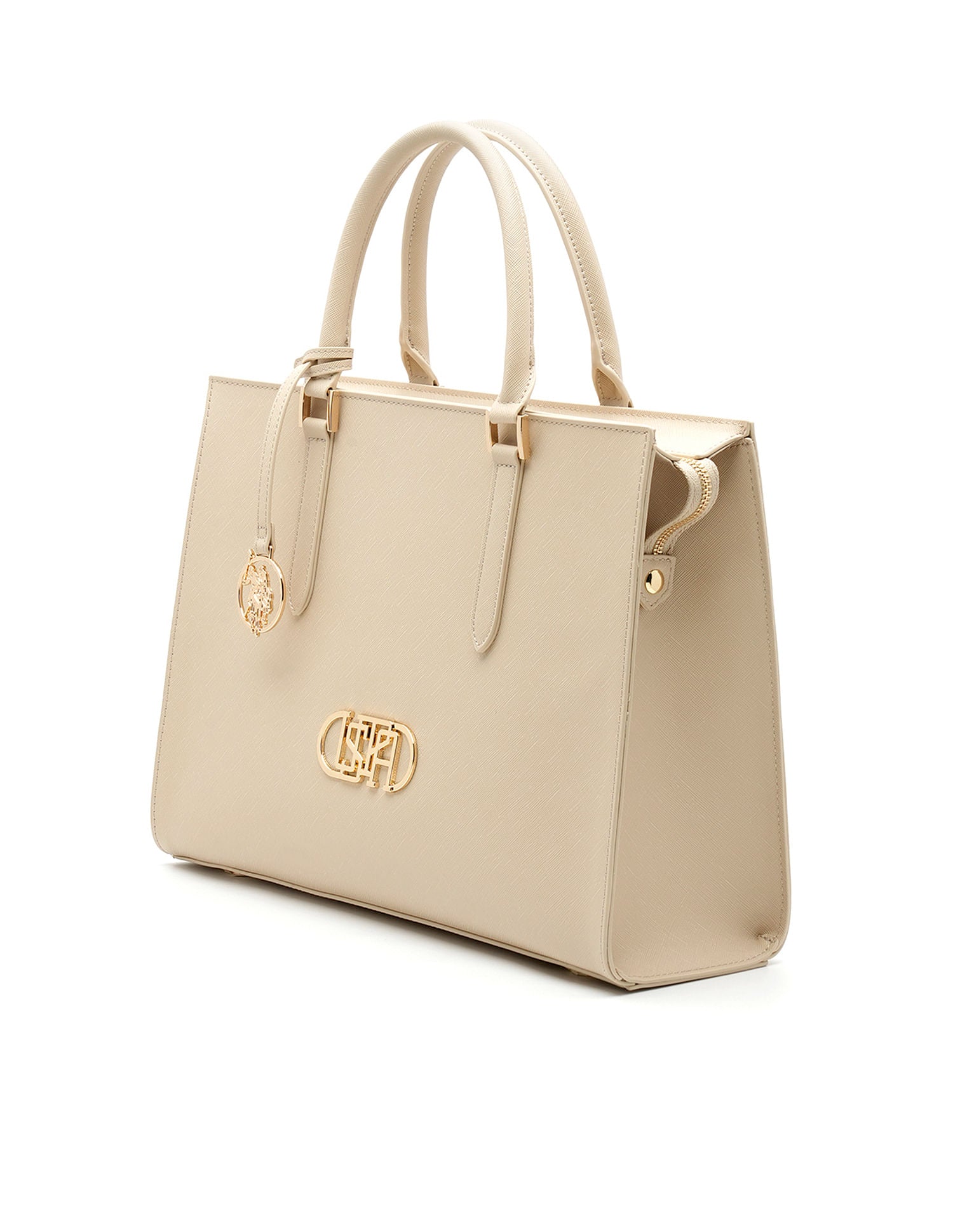 Lenda Textured Satchel Bag Nude - U.S. POLO ASSN. | Large