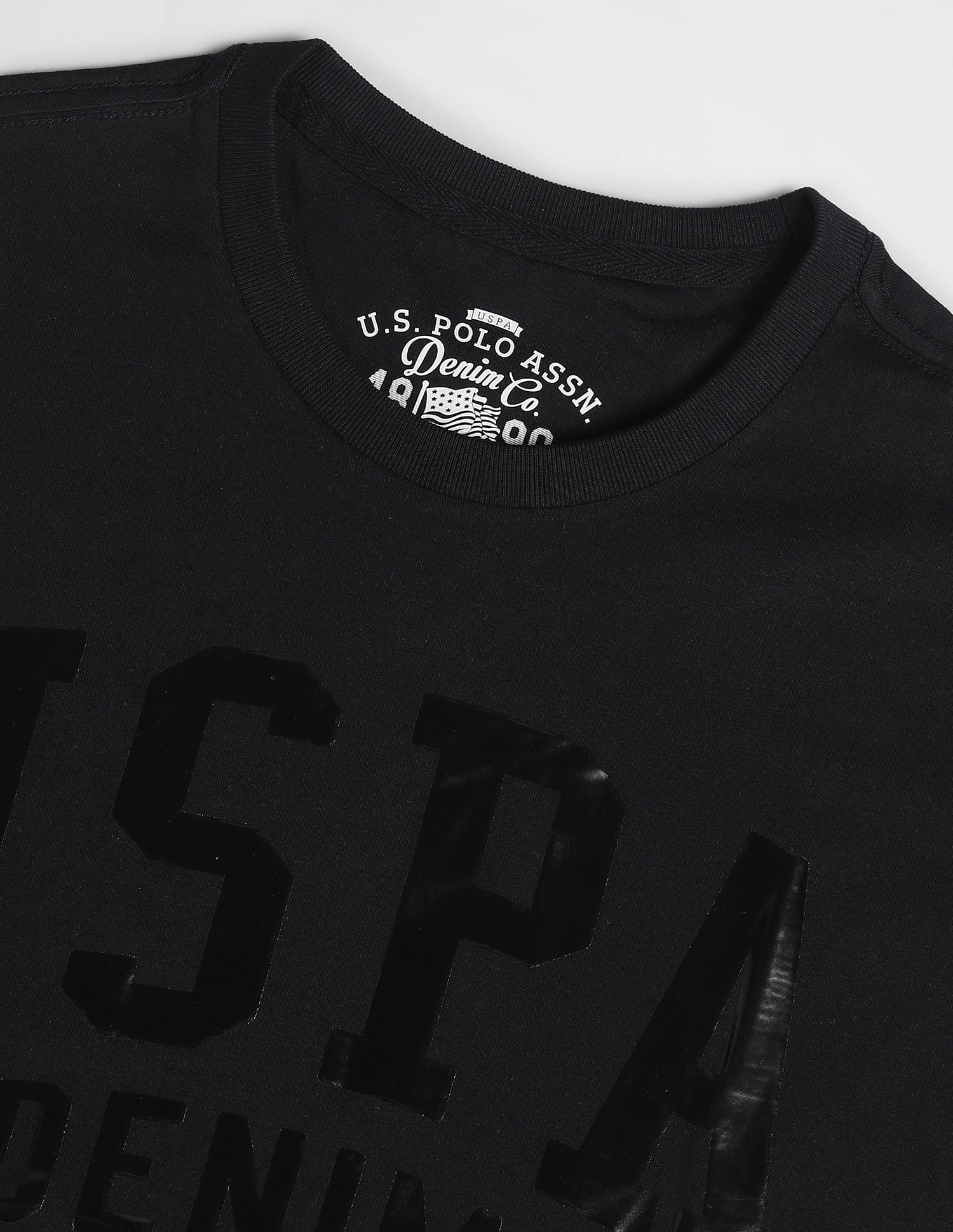 Brand Print Cotton T-Shirt Black - U.S. Polo Assn. India | Large