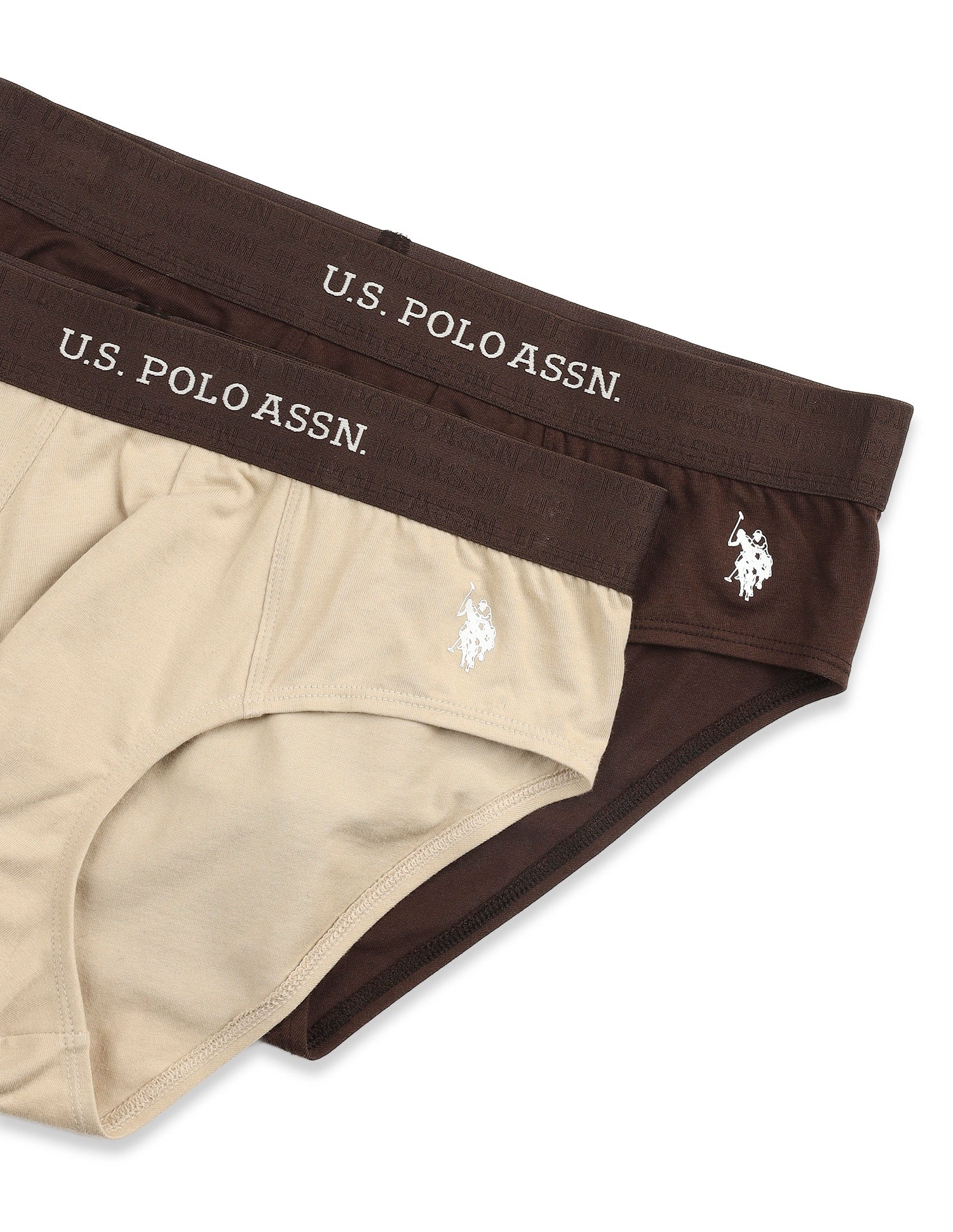 Antibacterial Dual Layered OEB21 Brief - Pack Of 2 Oatmeal/Mulch - U.S. Polo Assn. India | Large