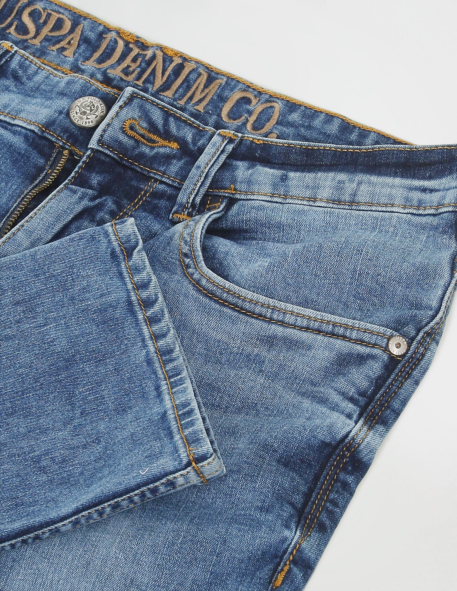 Brandon Slim Tapered Fit Distressed Jeans Blue - U.S. Polo Assn. India | Large