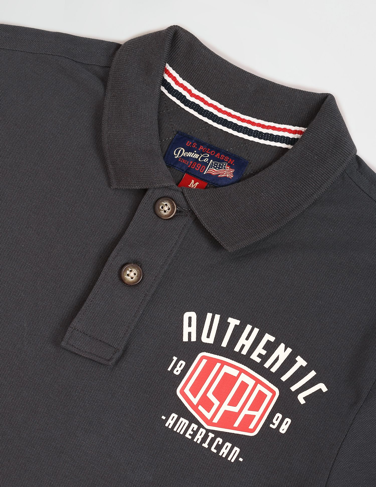 Placement Print Cotton Polo Shirt Dark Grey - U.S. POLO ASSN. | Large