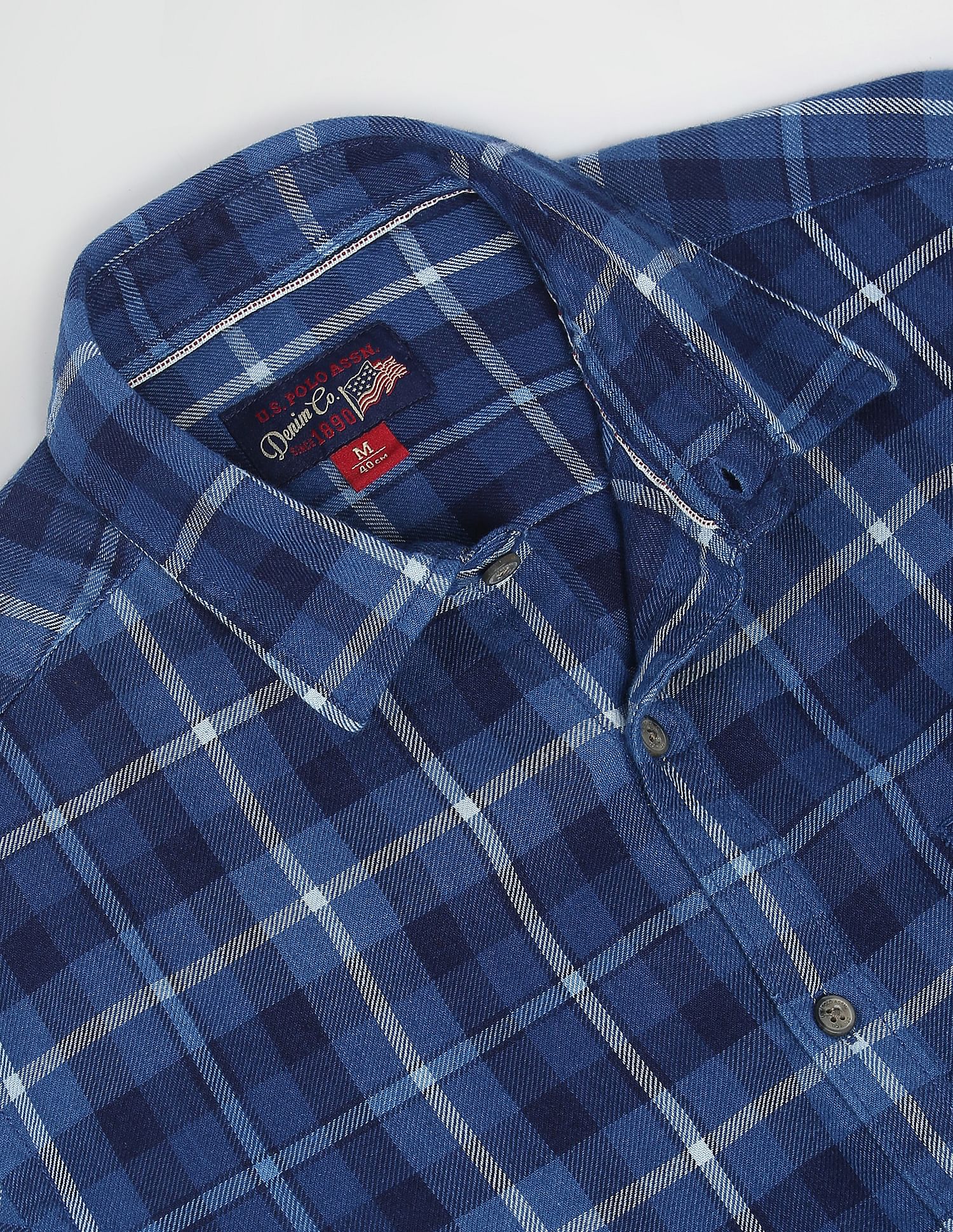 Tartan Check Cotton Casual Shirt Indigo - U.S. POLO ASSN. | Large