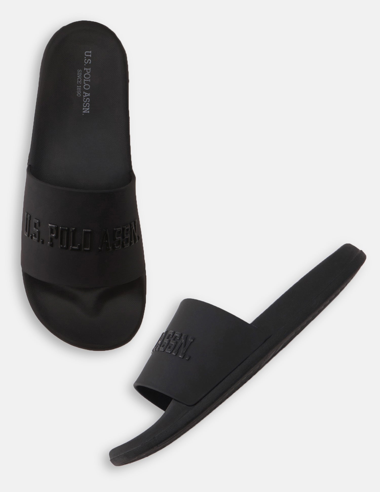 Brand Embossed Enzo Sliders Black - U.S. Polo Assn. India | Large