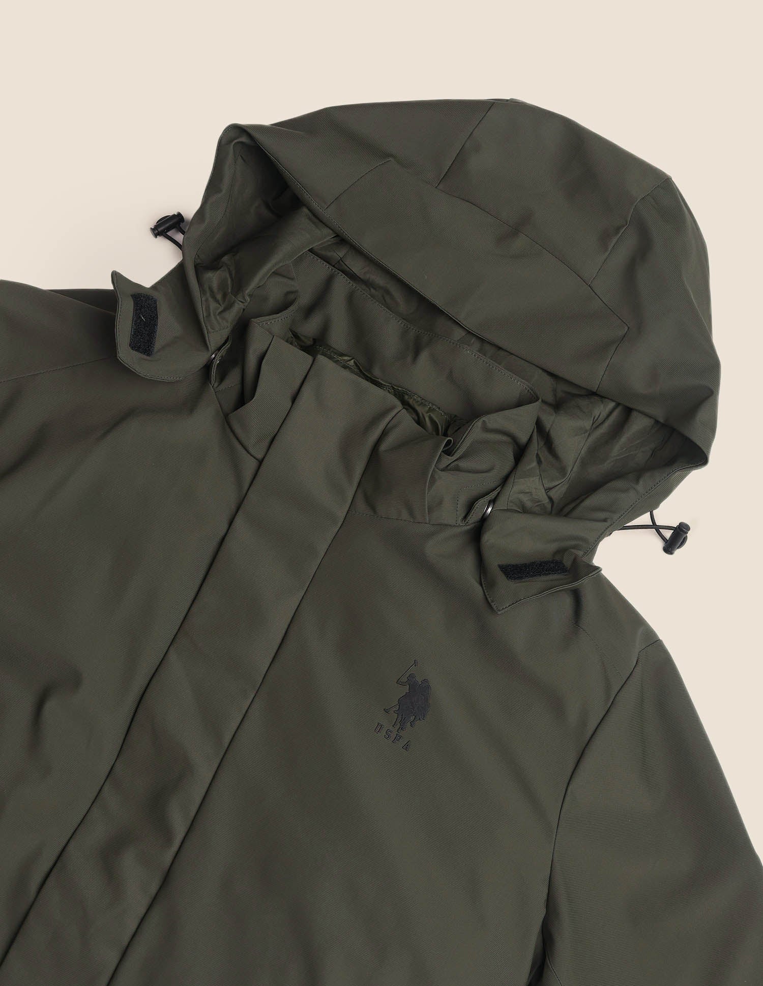 Hooded Solid Jacket Olive - U.S. Polo Assn. India | Large