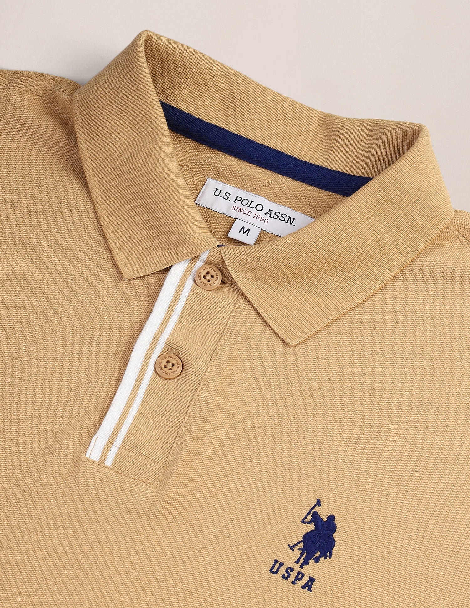 Tipped Placket Slim Polo Shirt Beige - U.S. Polo Assn. India | Large