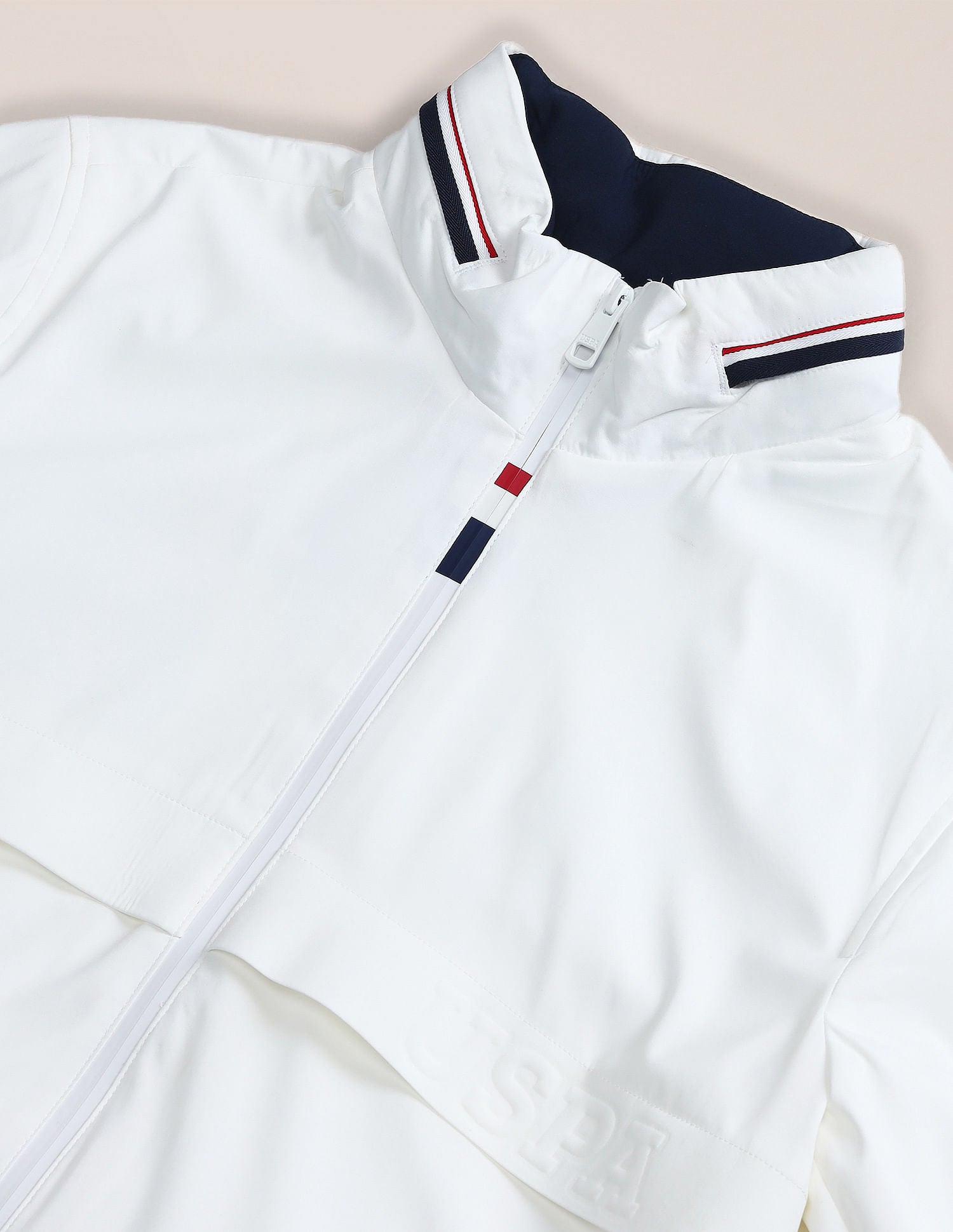Brand Printed Regular Fit Jacket White - U.S. Polo Assn. India | Large