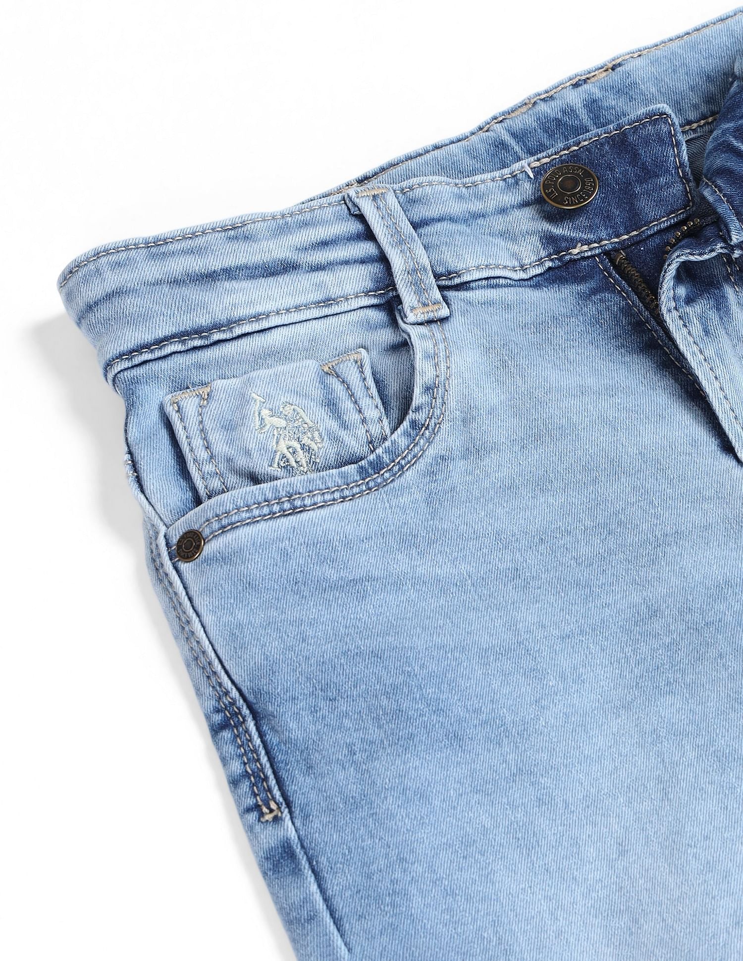 Boys Relaxed Fit Mid Rise Jeans Light Blue - U.S. POLO ASSN. | Large