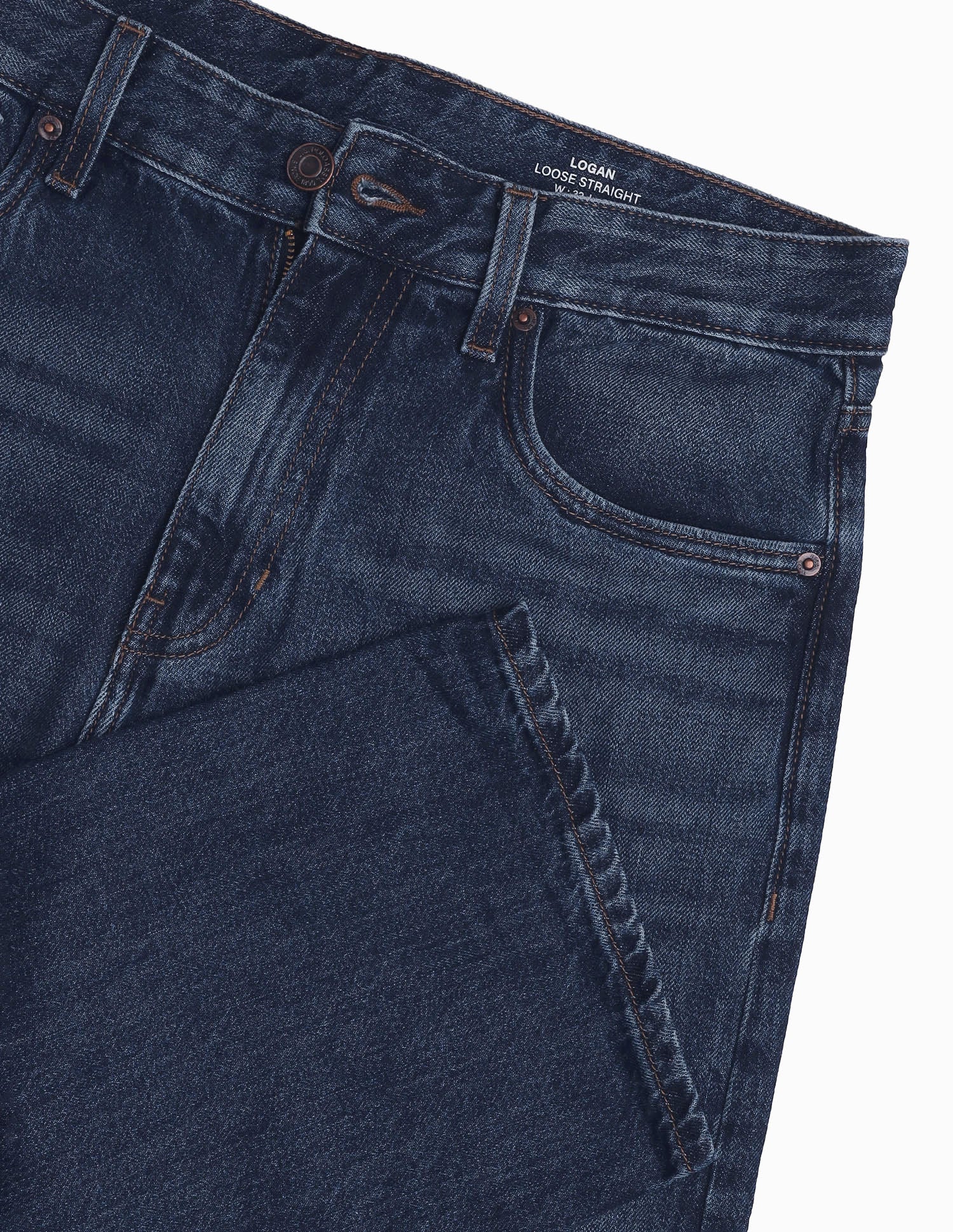 Logan Loose Straight Fit Whiskered Jeans Dark Blue - U.S. Polo Assn. India | Large
