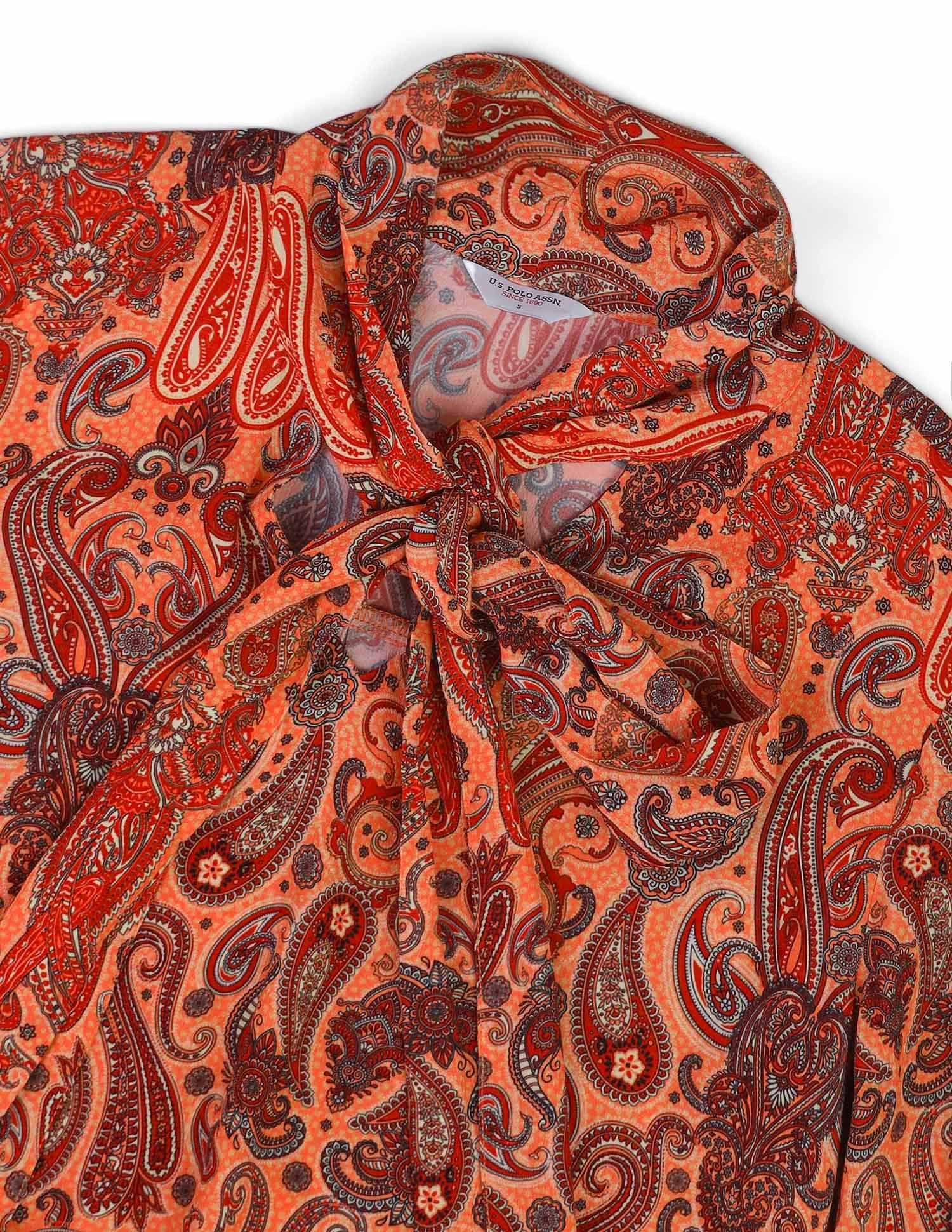 Paisley Print Viscose Top Orange - U.S. Polo Assn. India | Large