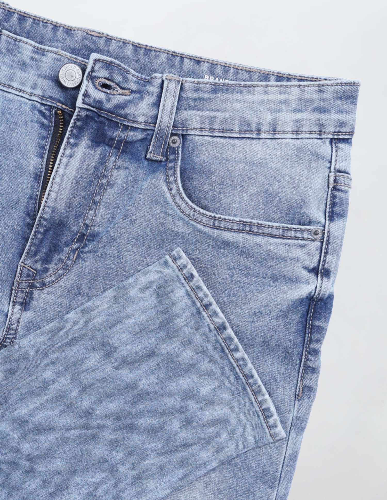 Brandon Slim Tapered Fit Blue Jeans Light Indigo - U.S. POLO ASSN. | Large