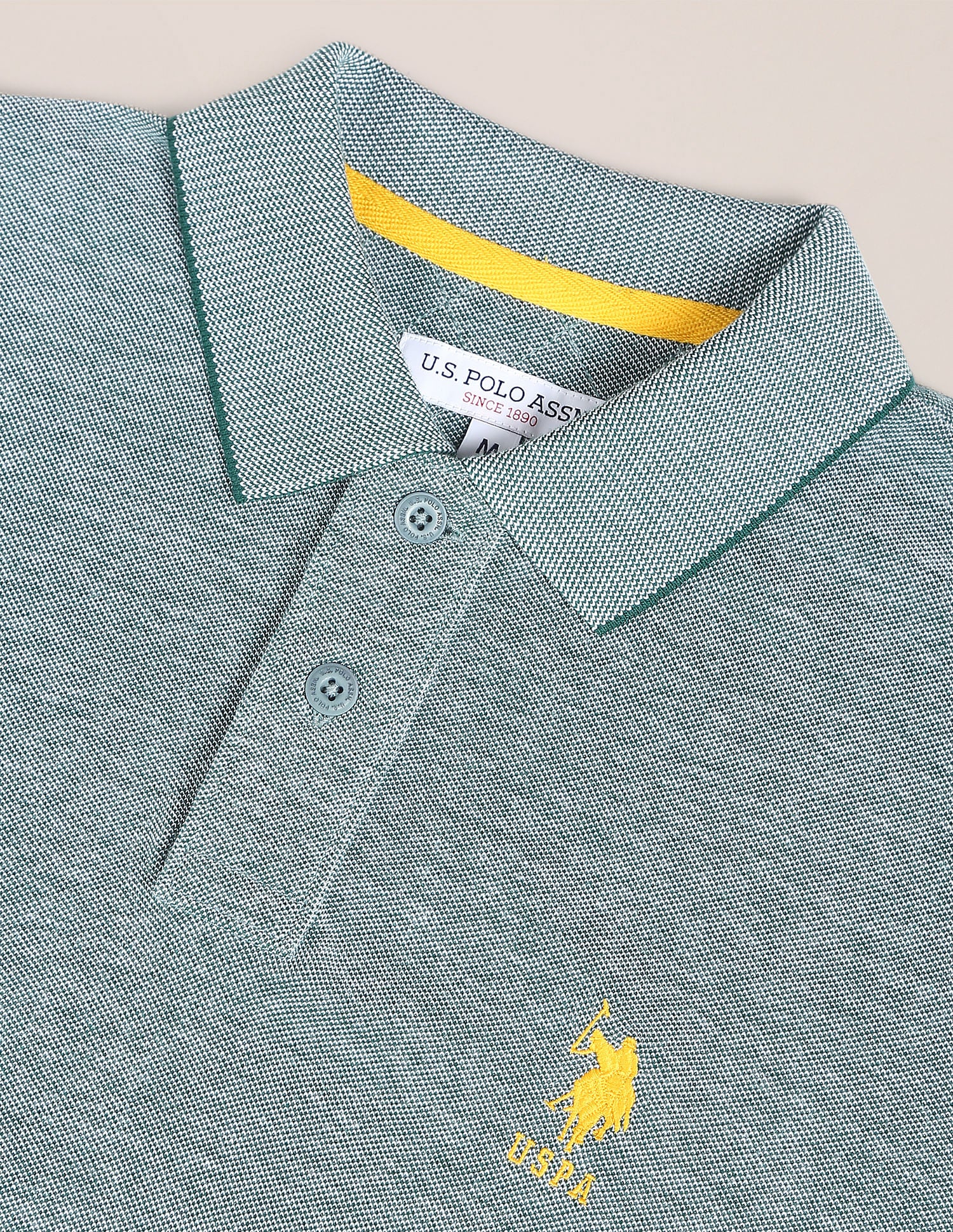 Tipped Collar Heathered Polo Shirt Green - U.S. POLO ASSN. | Large