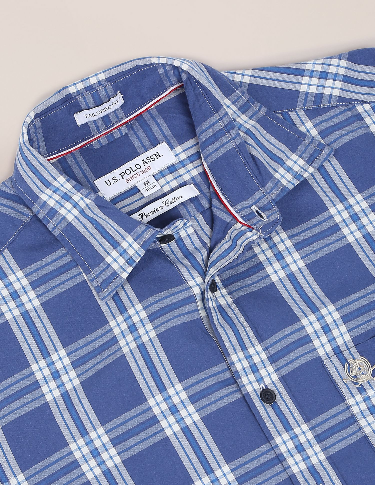 Tartan Check Cotton Casual Shirt Blue - U.S. POLO ASSN. | Large
