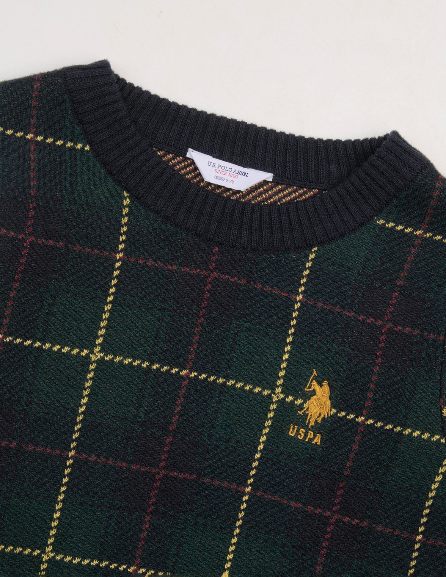 Checked Regular Fit Sweater Green - U.S. Polo Assn. India | Large